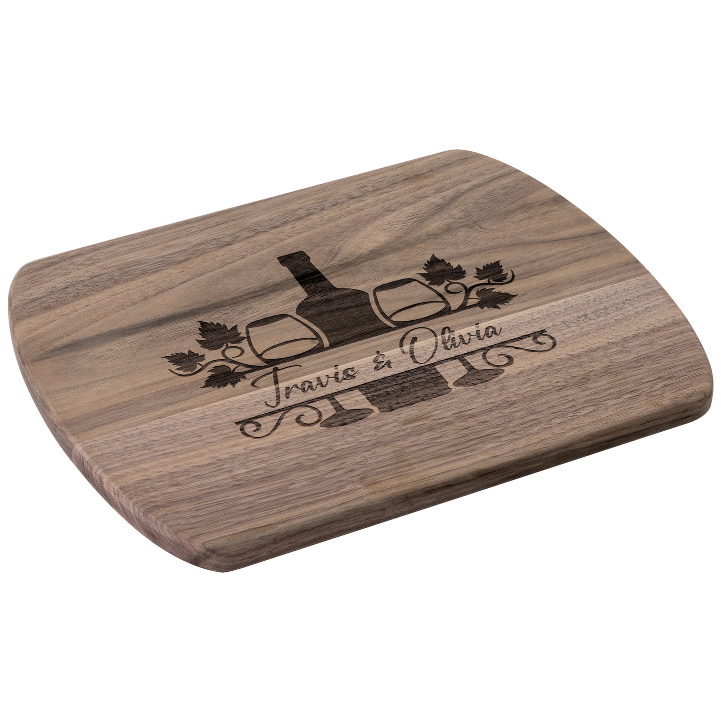 Custom Wine Bottle & Glasses Cutting Board with Names - c413a25