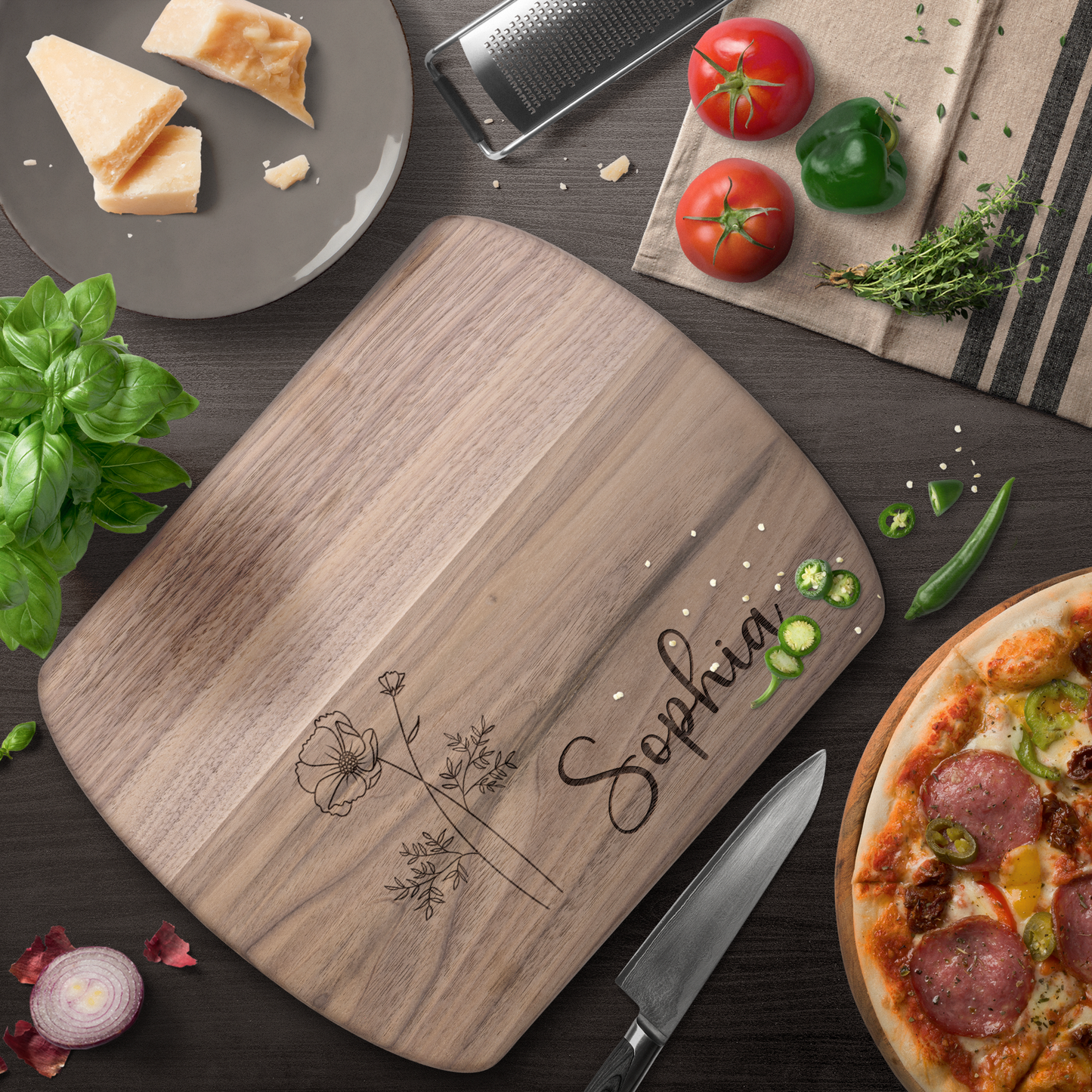 Custom Name & Birth Flower Cutting Board Gift - c406a25