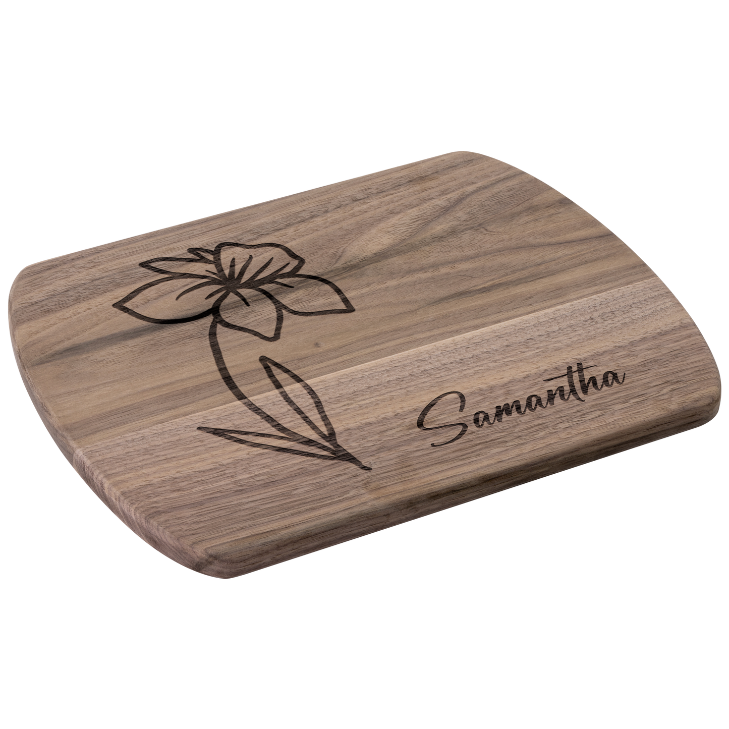 Engraved Cutting Board with Custom Name & Birth Flower - c399a25