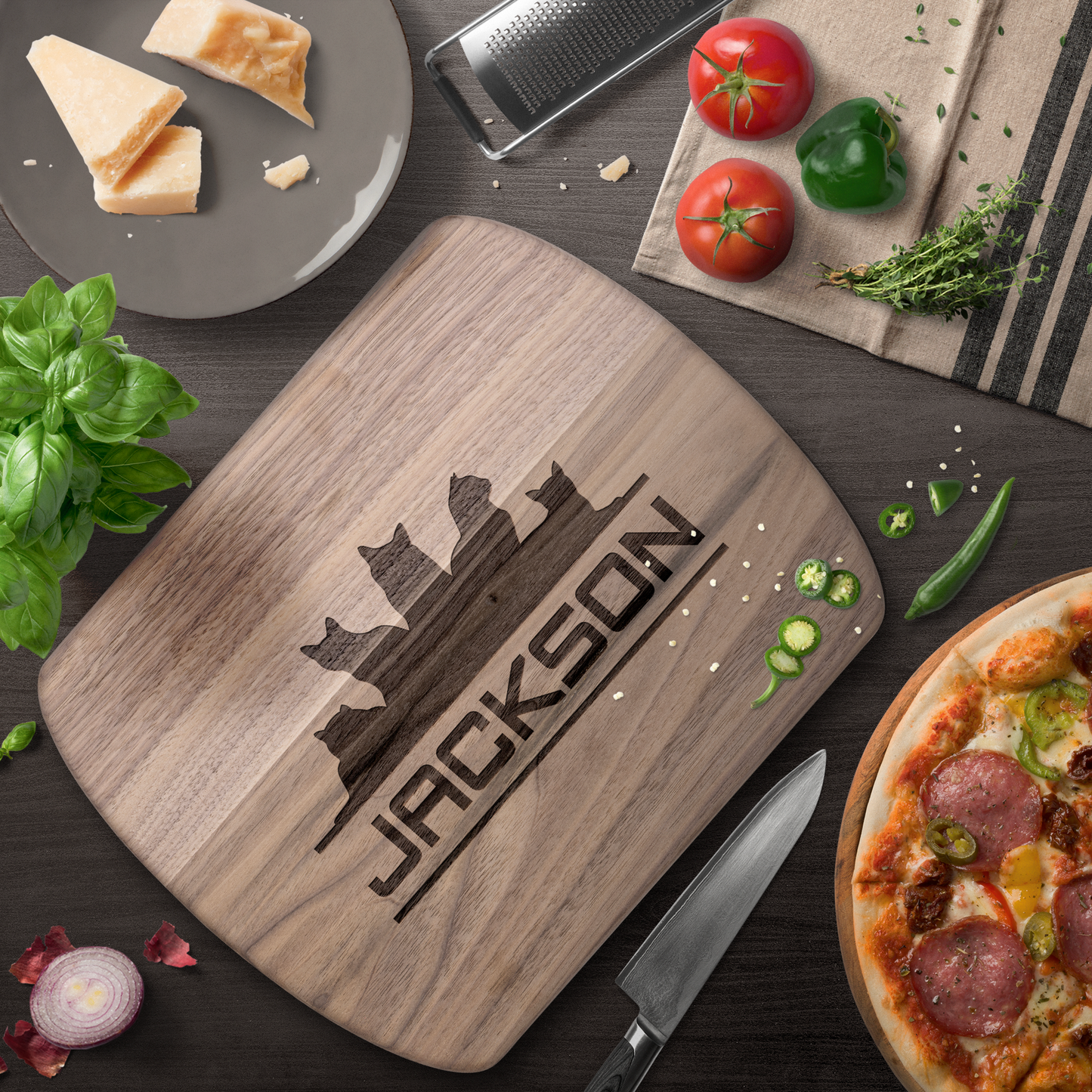 Custom Cat Silhouette Cutting Board with Name - c415a25