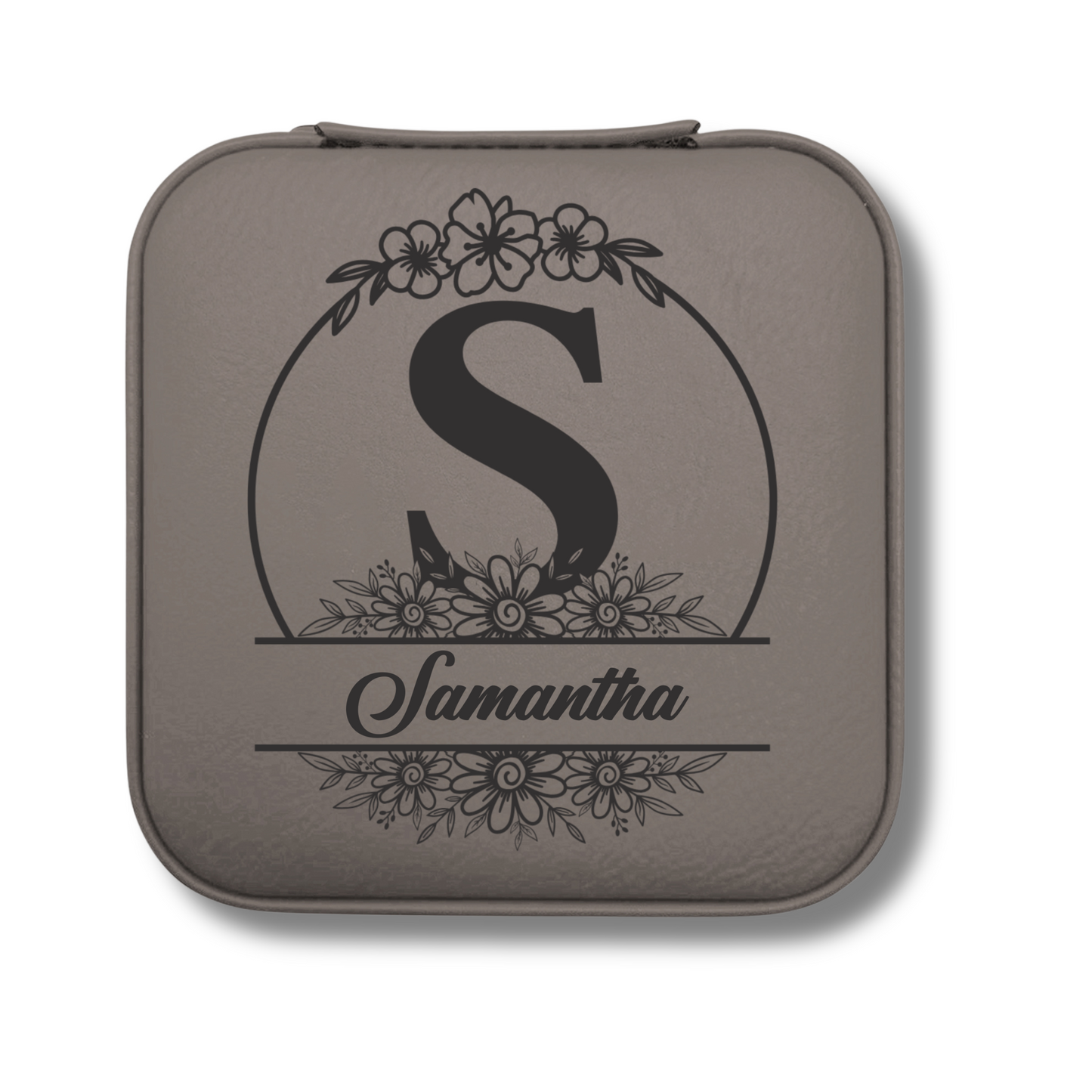 Monogrammed Floral Jewelry Travel Case - c403a25