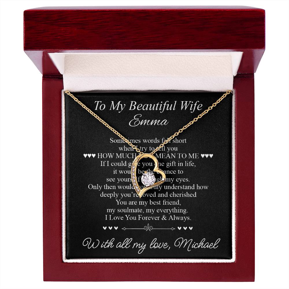 To My Beautiful Wife - Heart Necklace Gift for Her - c505a25