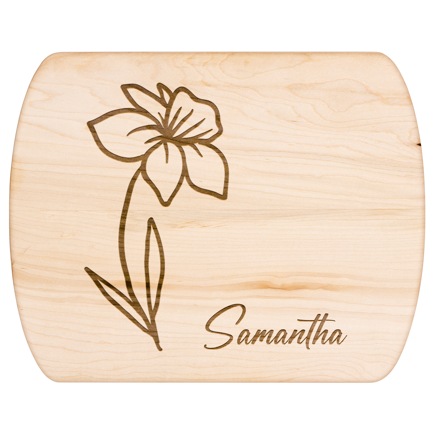 Engraved Cutting Board with Custom Name & Birth Flower - c399a25