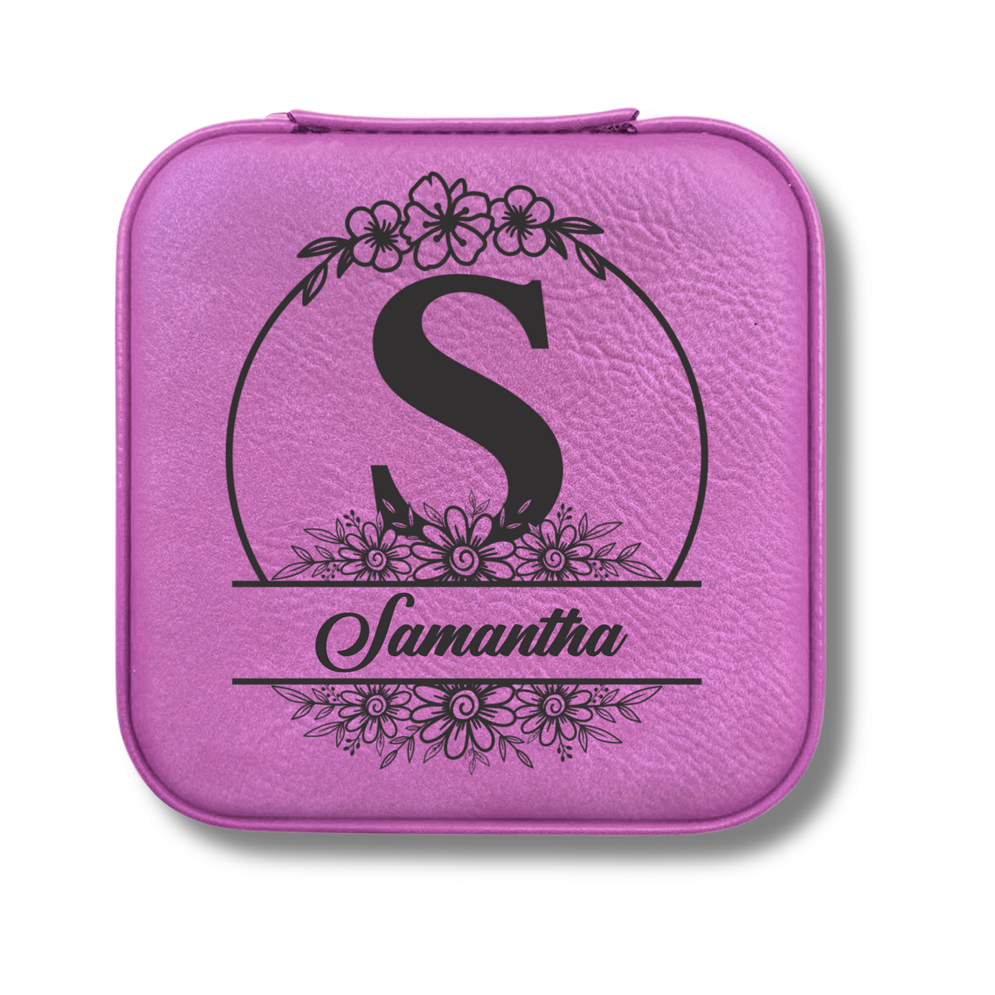 Monogrammed Floral Jewelry Travel Case - c403a25