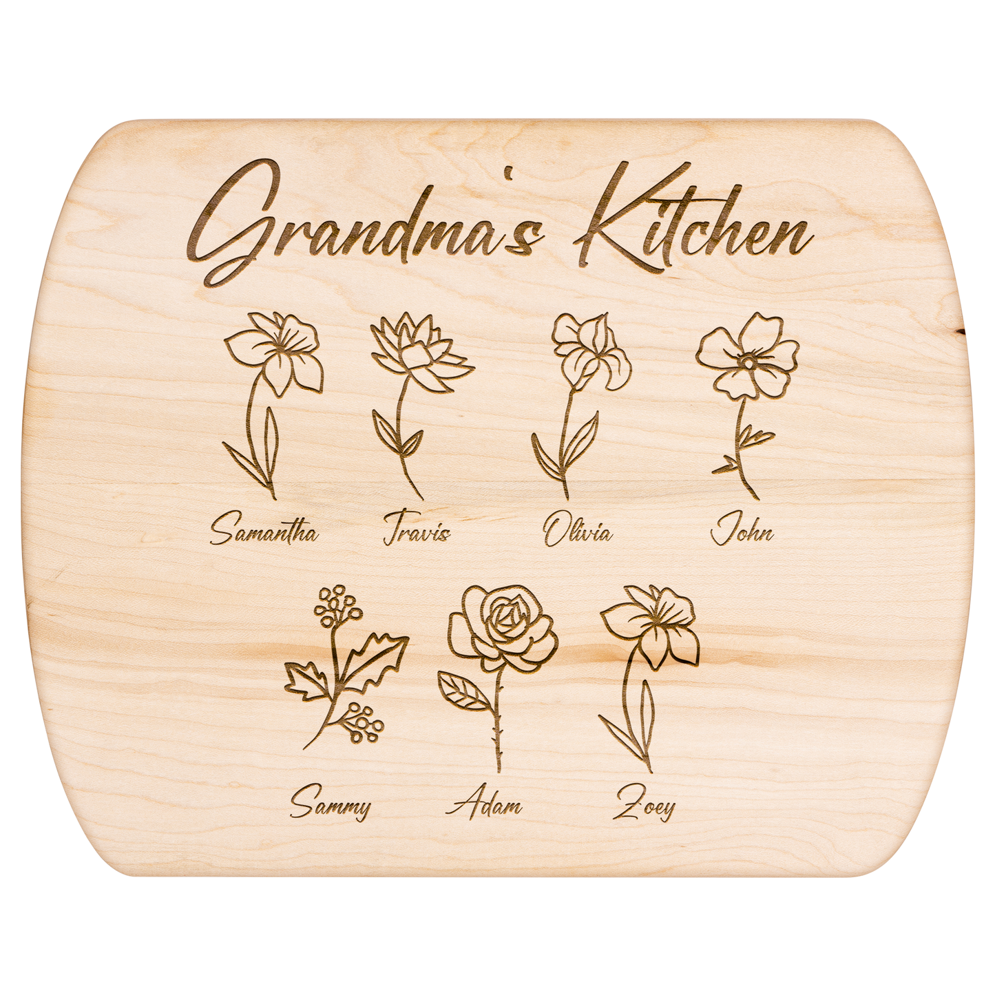 Custom Grandma’s Kitchen Cutting Board with Grandkids - c410a25
