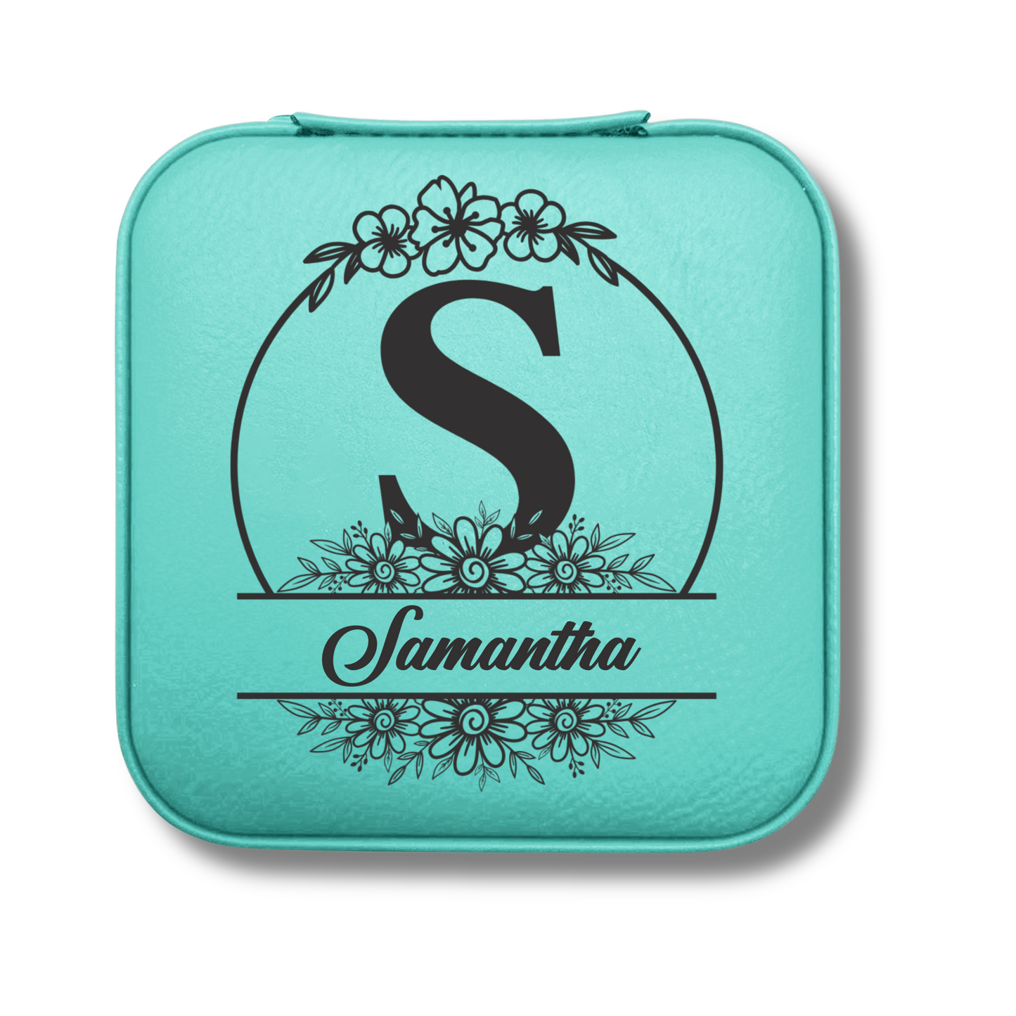 Monogrammed Floral Jewelry Travel Case - c403a25