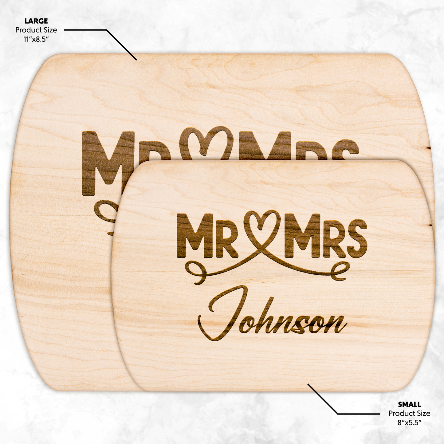 Engraved Mr & Mrs Cutting Board with Last Name - c459a25