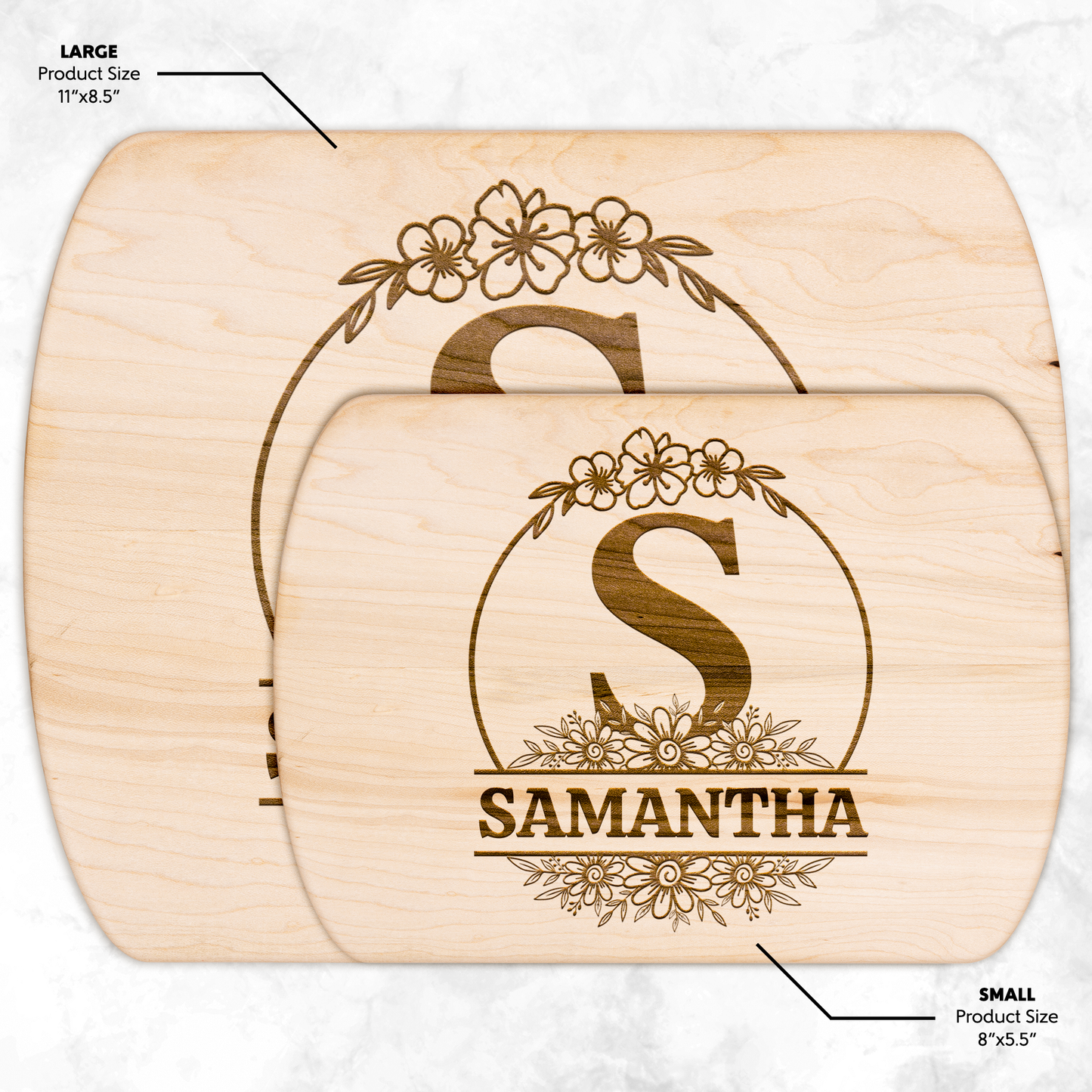 Personalized Floral Monogram Cutting Board with Name - c400a25