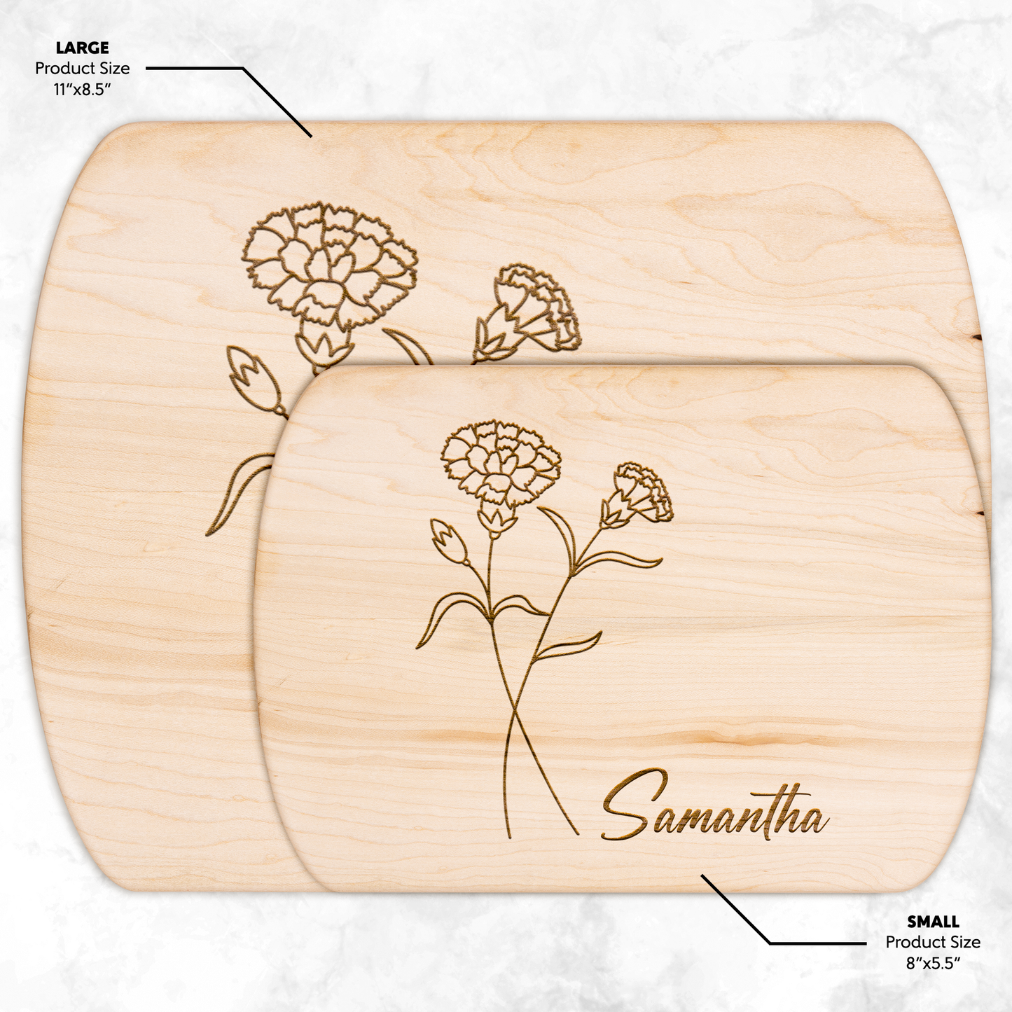 Birth Flower Cutting Board with Name - c404a25