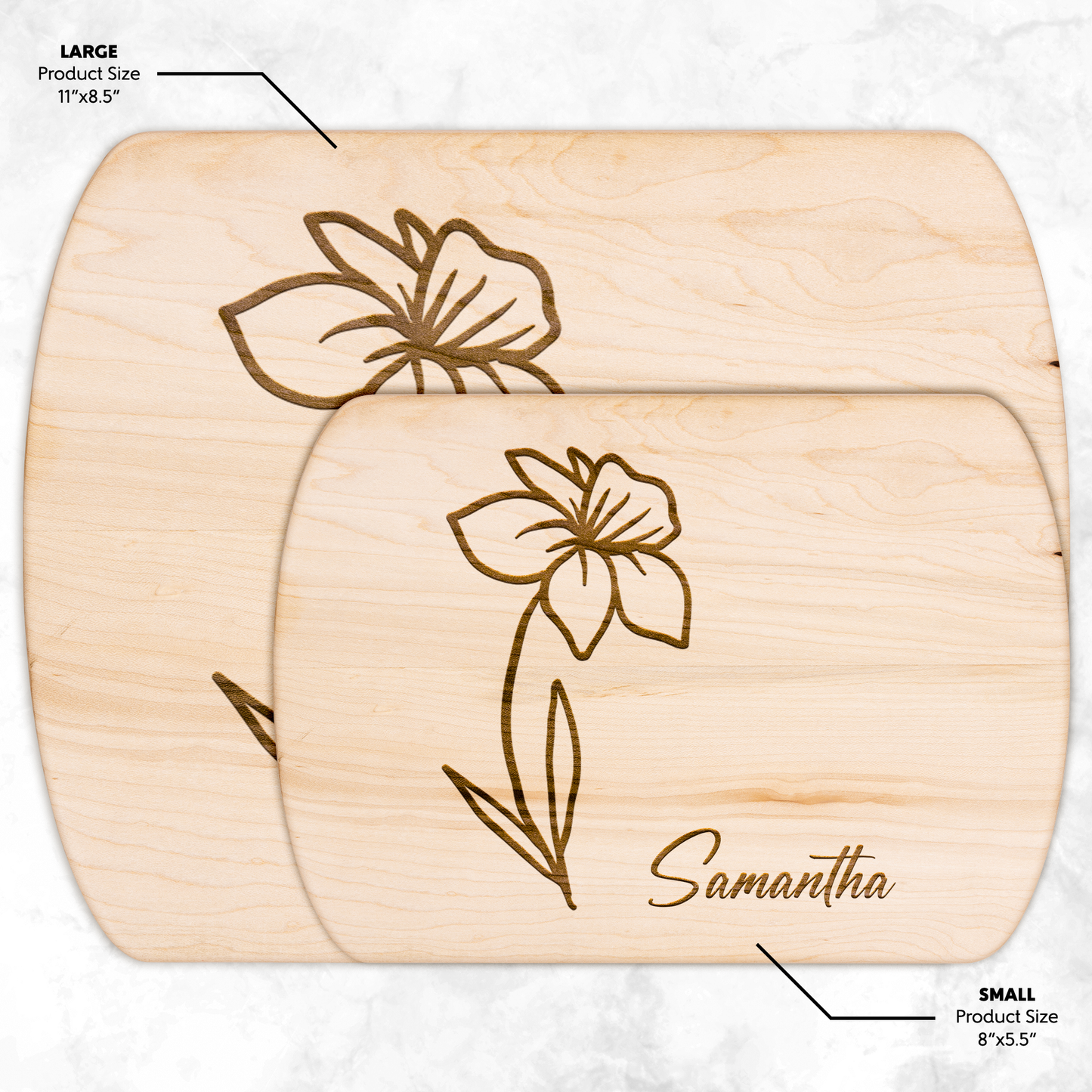 Engraved Cutting Board with Custom Name & Birth Flower - c399a25