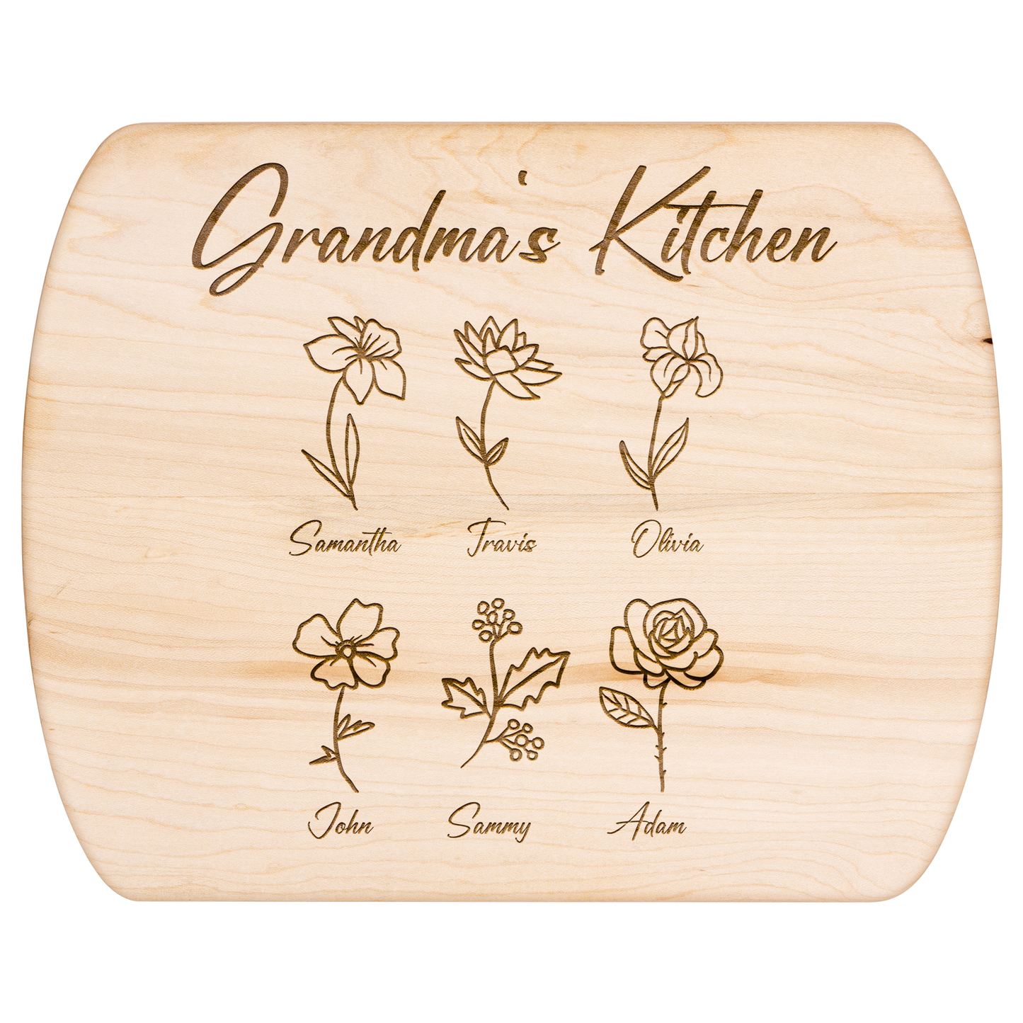 Custom Grandma’s Kitchen Cutting Board with Grandkids - c410a25