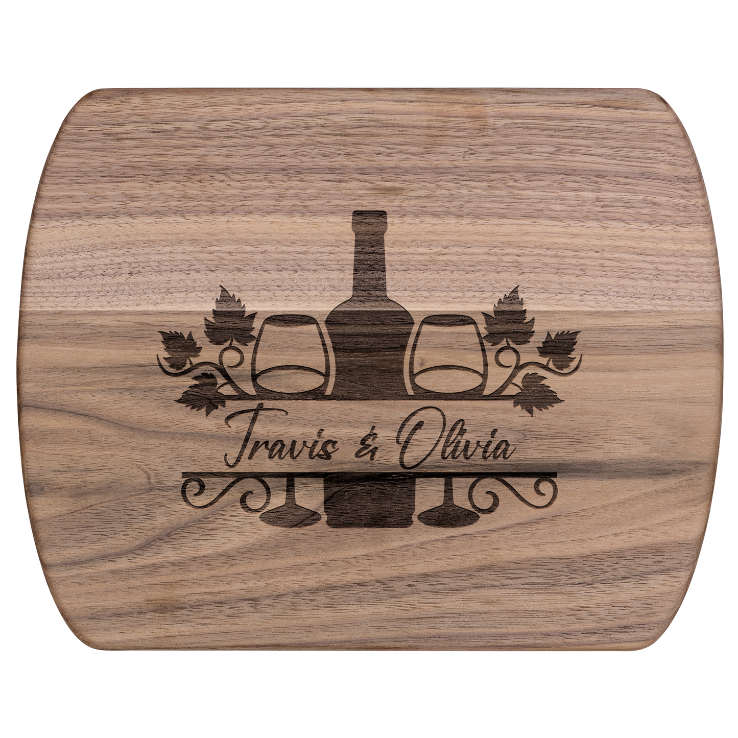 Custom Wine Bottle & Glasses Cutting Board with Names - c413a25