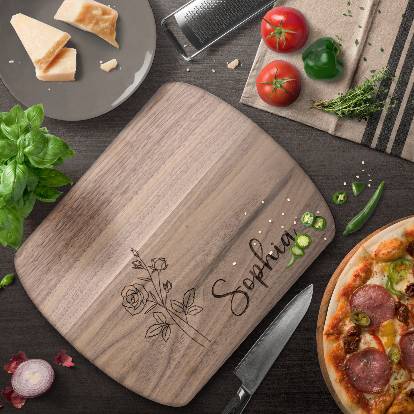 Personalized Cutting Board with Name & Birth Flower - c407a25
