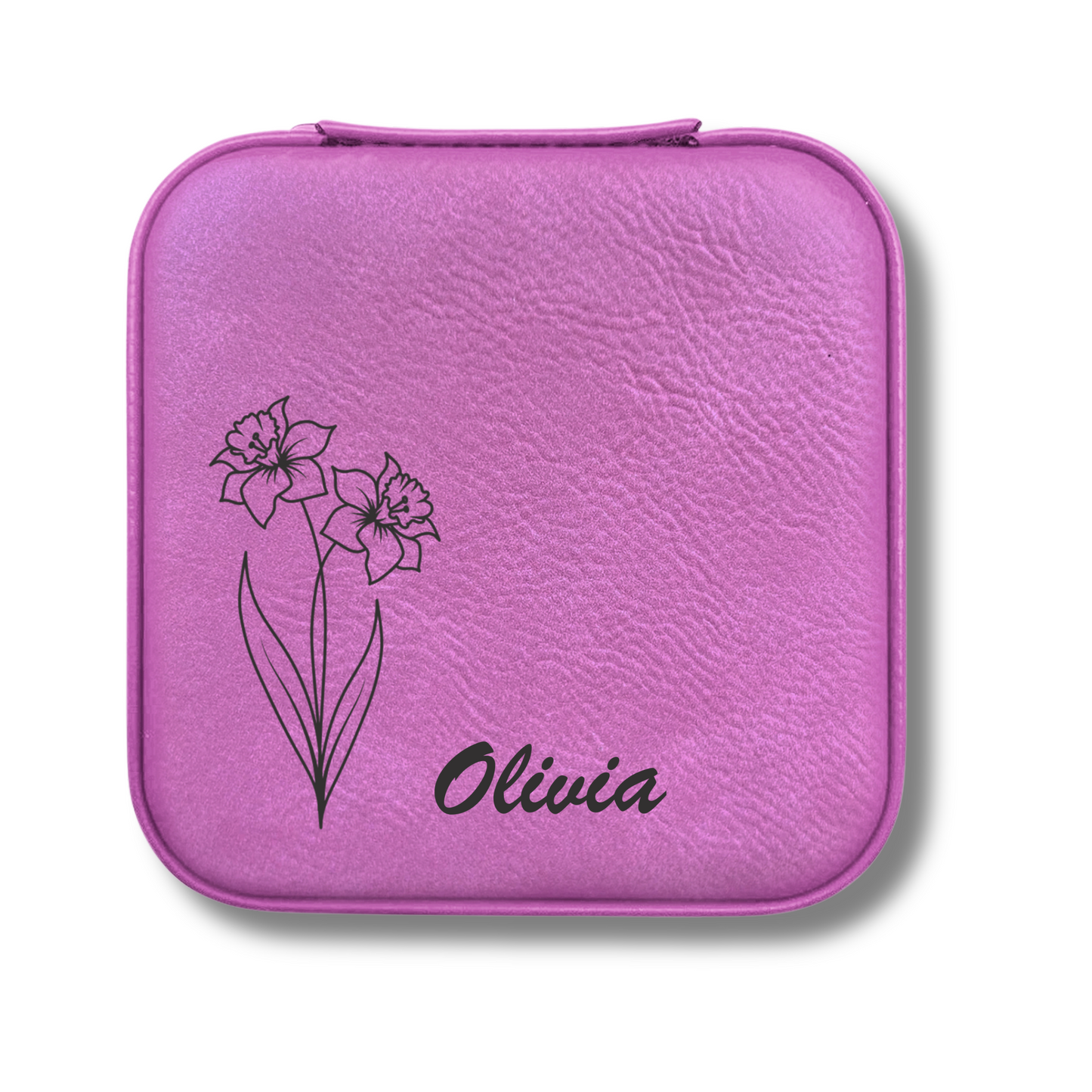 Custom Birth Flower Jewelry Case with Name - c405a25