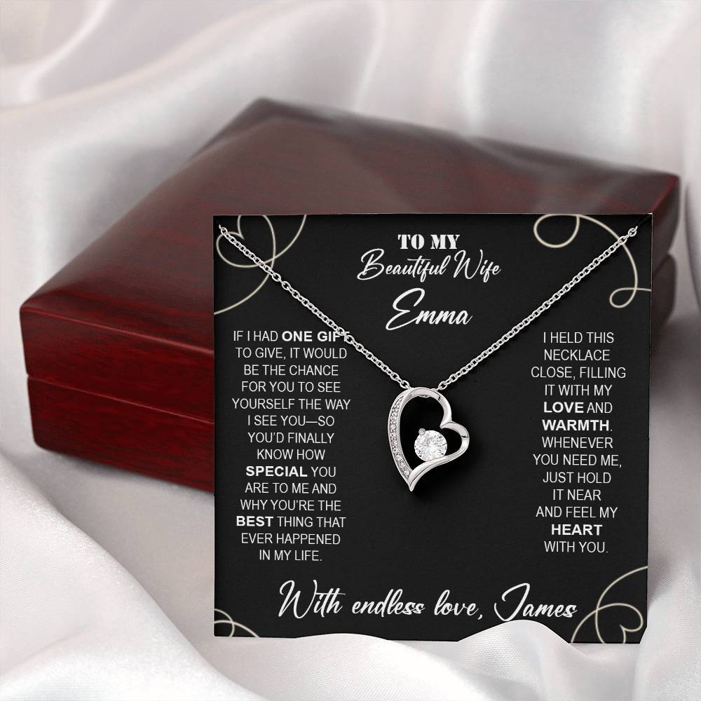 To My Beautiful Wife - Necklace with Warmth & Love Message - c491a25