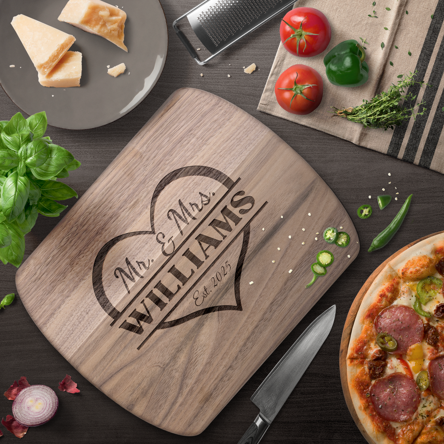 Custom Mr & Mrs Cutting Board - Anniversary & Wedding Gift - c423a25