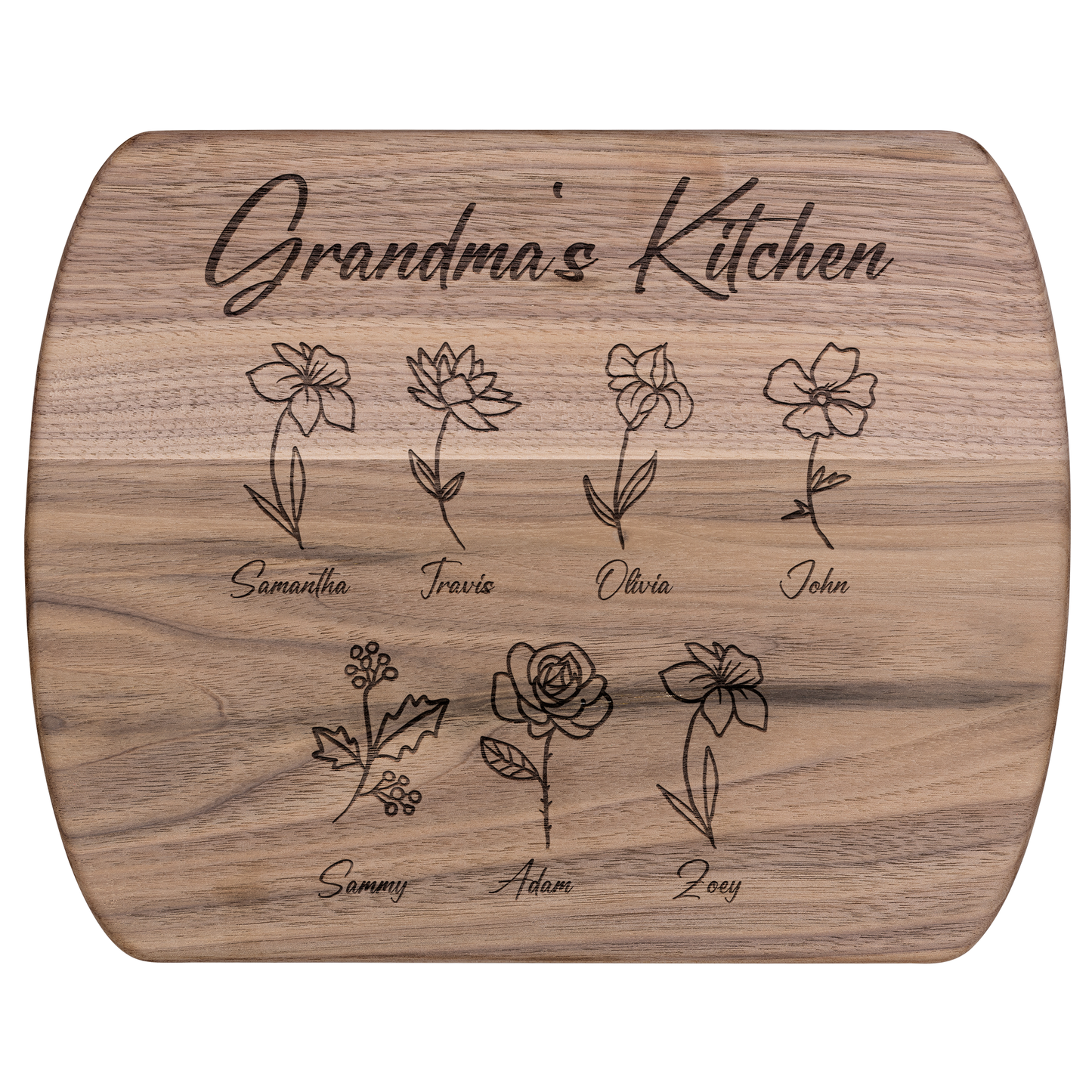 Custom Grandma’s Kitchen Cutting Board with Grandkids - c410a25