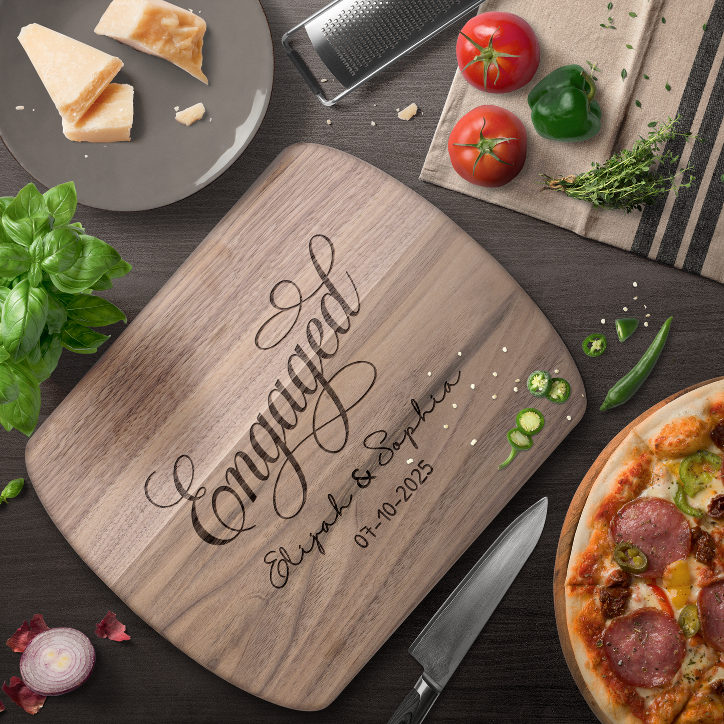 Custom Engaged Couple Name & Date Cutting Board - c417a25