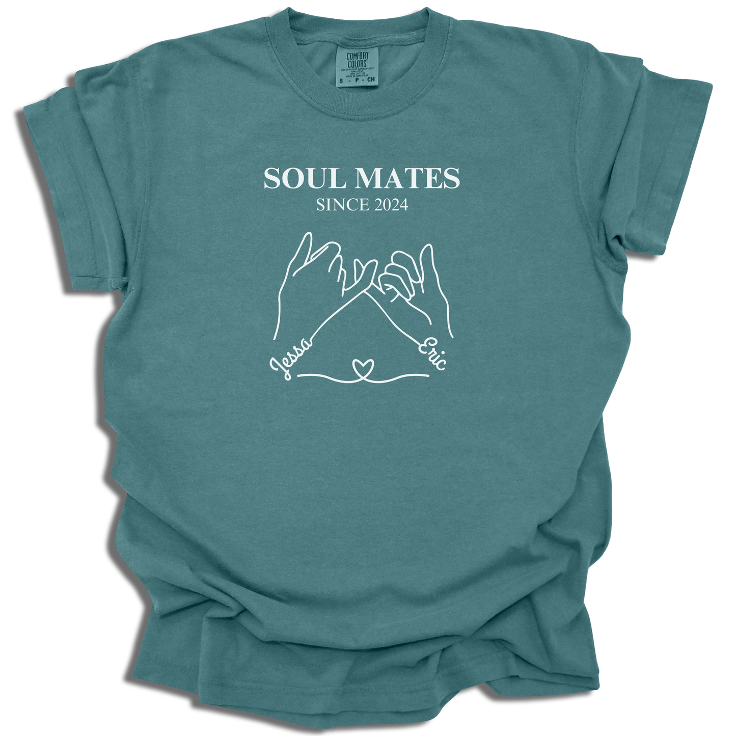Soul Mates T-Shirt | Custom Names Title Date | Personalized Couple Tee | Valentine’s Day Gift - c199a25
