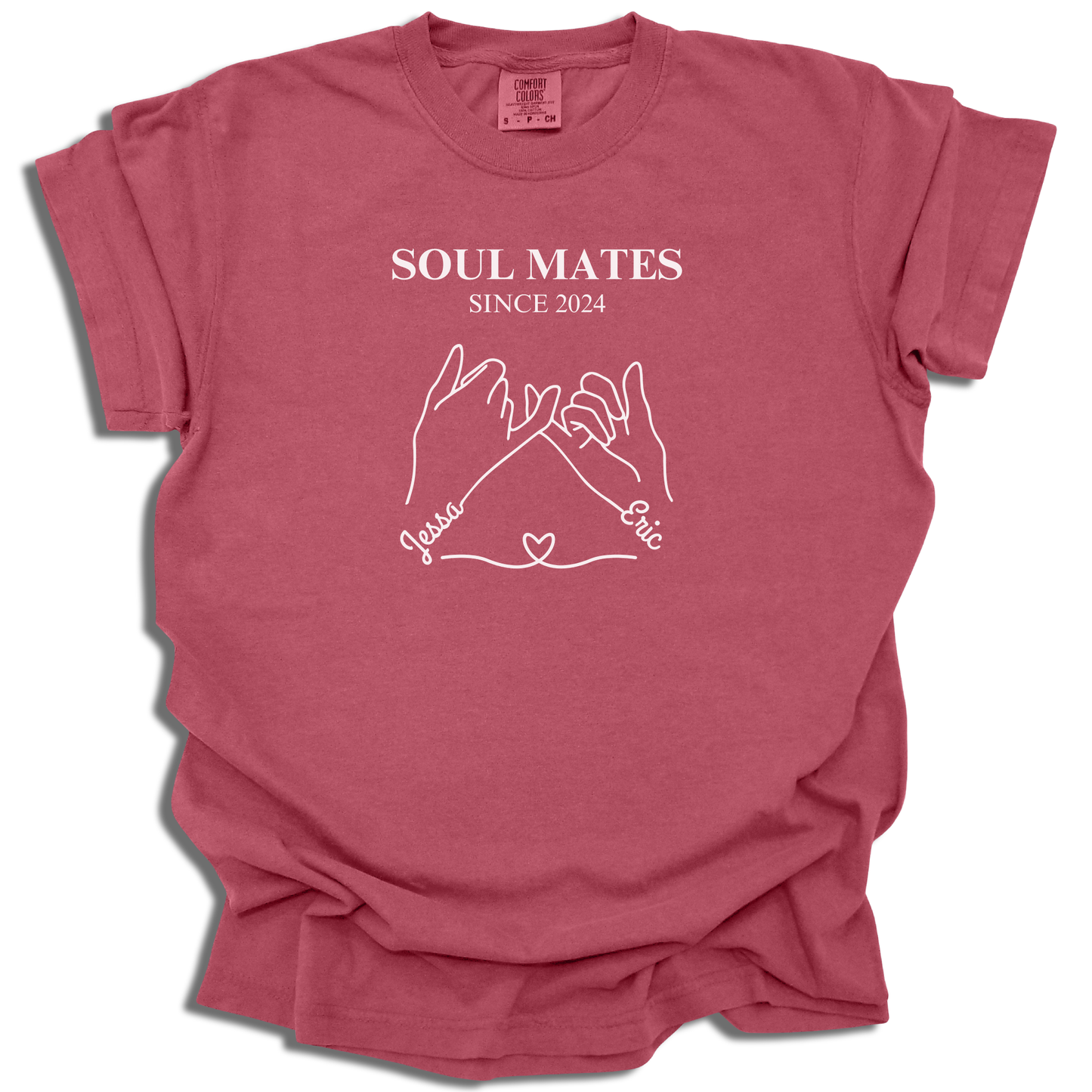 Soul Mates T-Shirt | Custom Names Title Date | Personalized Couple Tee | Valentine’s Day Gift - c199a25