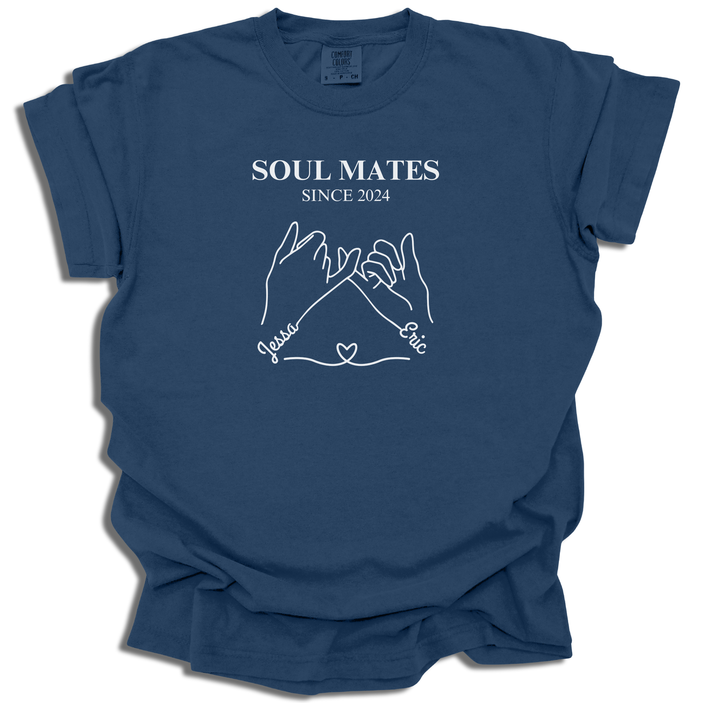 Soul Mates T-Shirt | Custom Names Title Date | Personalized Couple Tee | Valentine’s Day Gift - c199a25