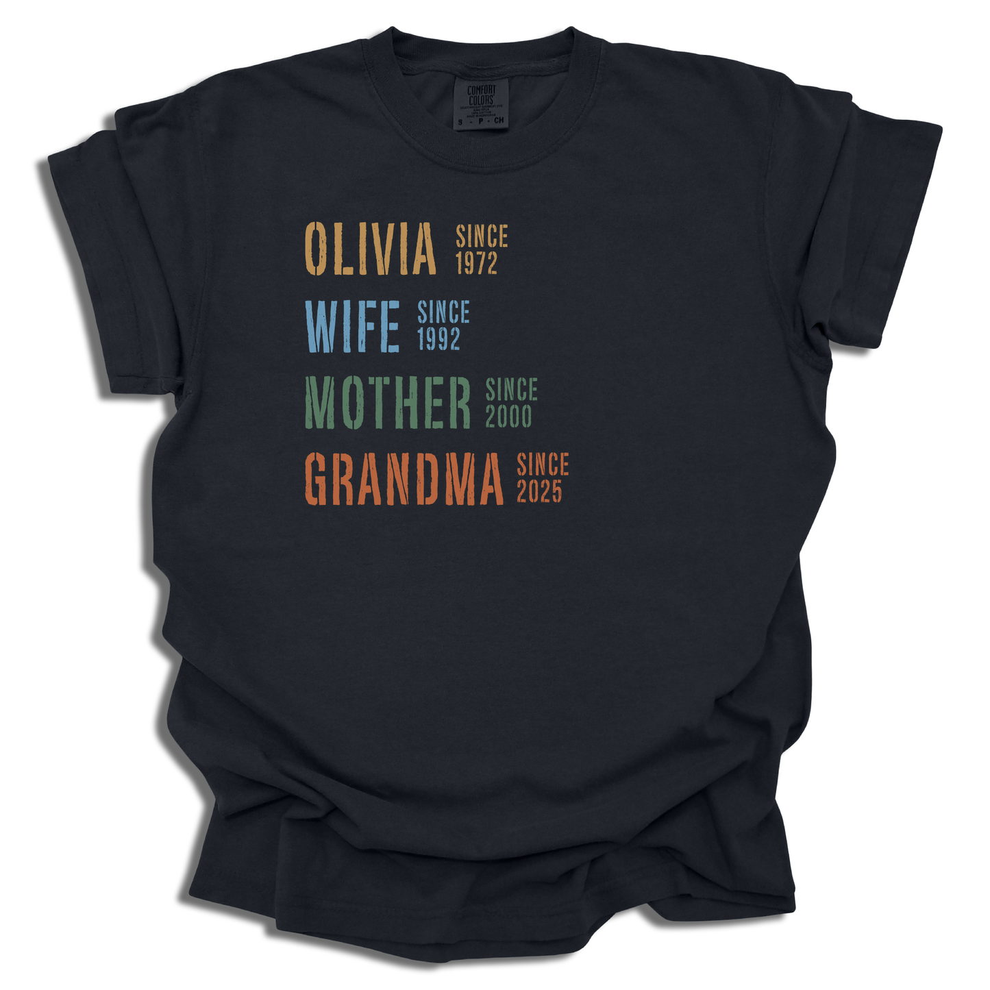 Customizable Name Roles Years T-Shirt | Family Milestone Tee | Mother’s Day Gift - c204a25