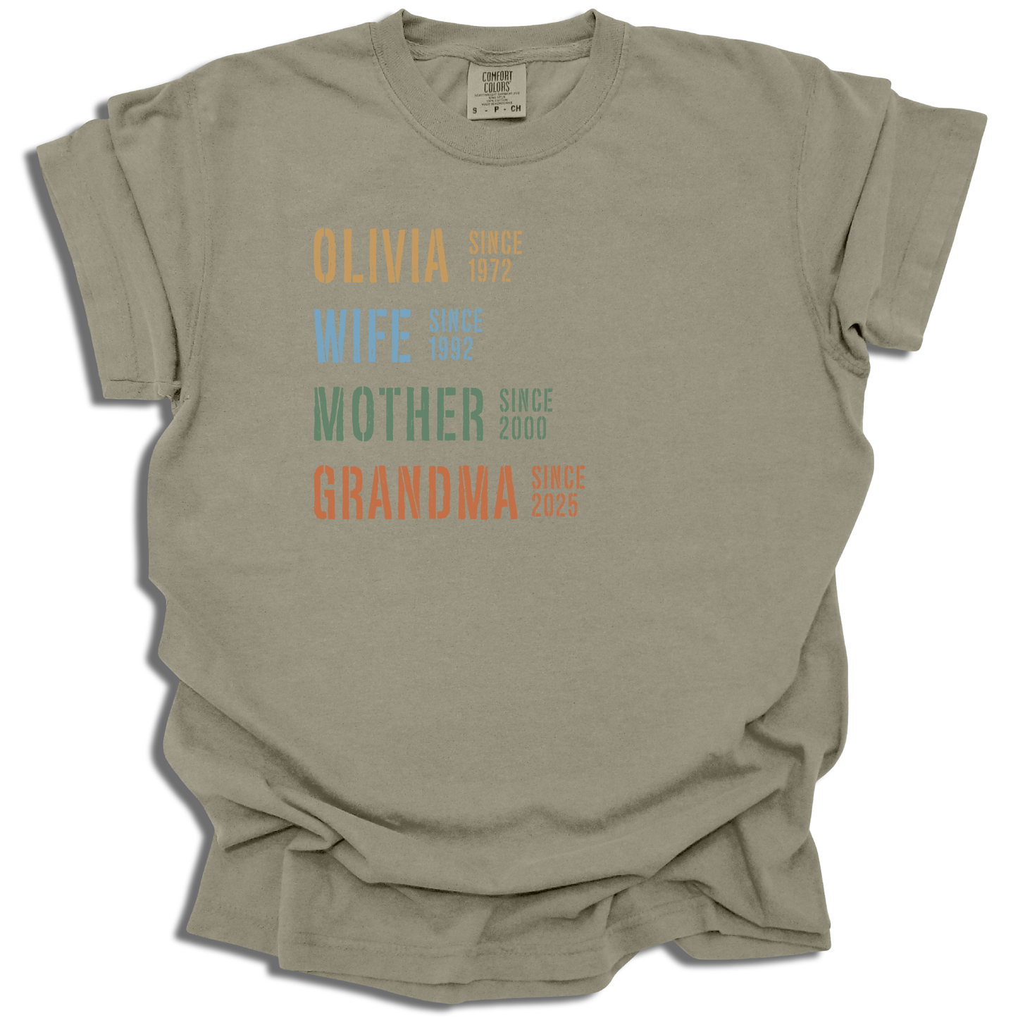 Customizable Name Roles Years T-Shirt | Family Milestone Tee | Mother’s Day Gift - c204a25