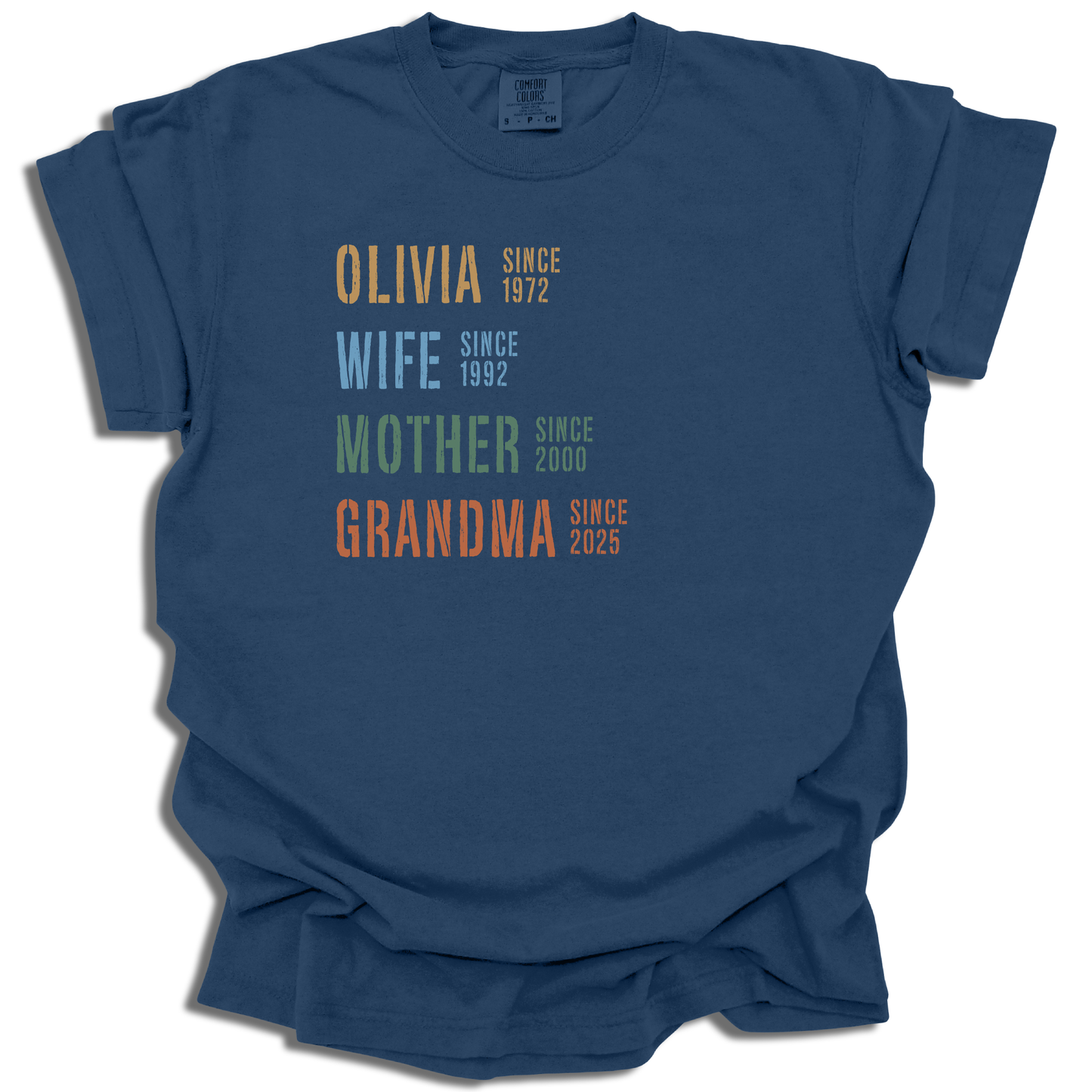 Customizable Name Roles Years T-Shirt | Family Milestone Tee | Mother’s Day Gift - c204a25