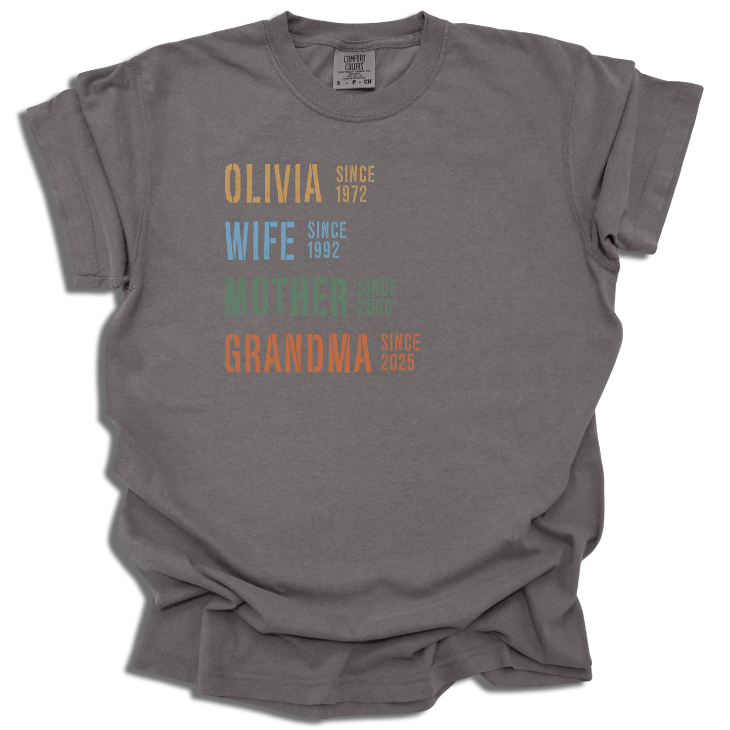 Customizable Name Roles Years T-Shirt | Family Milestone Tee | Mother’s Day Gift - c204a25
