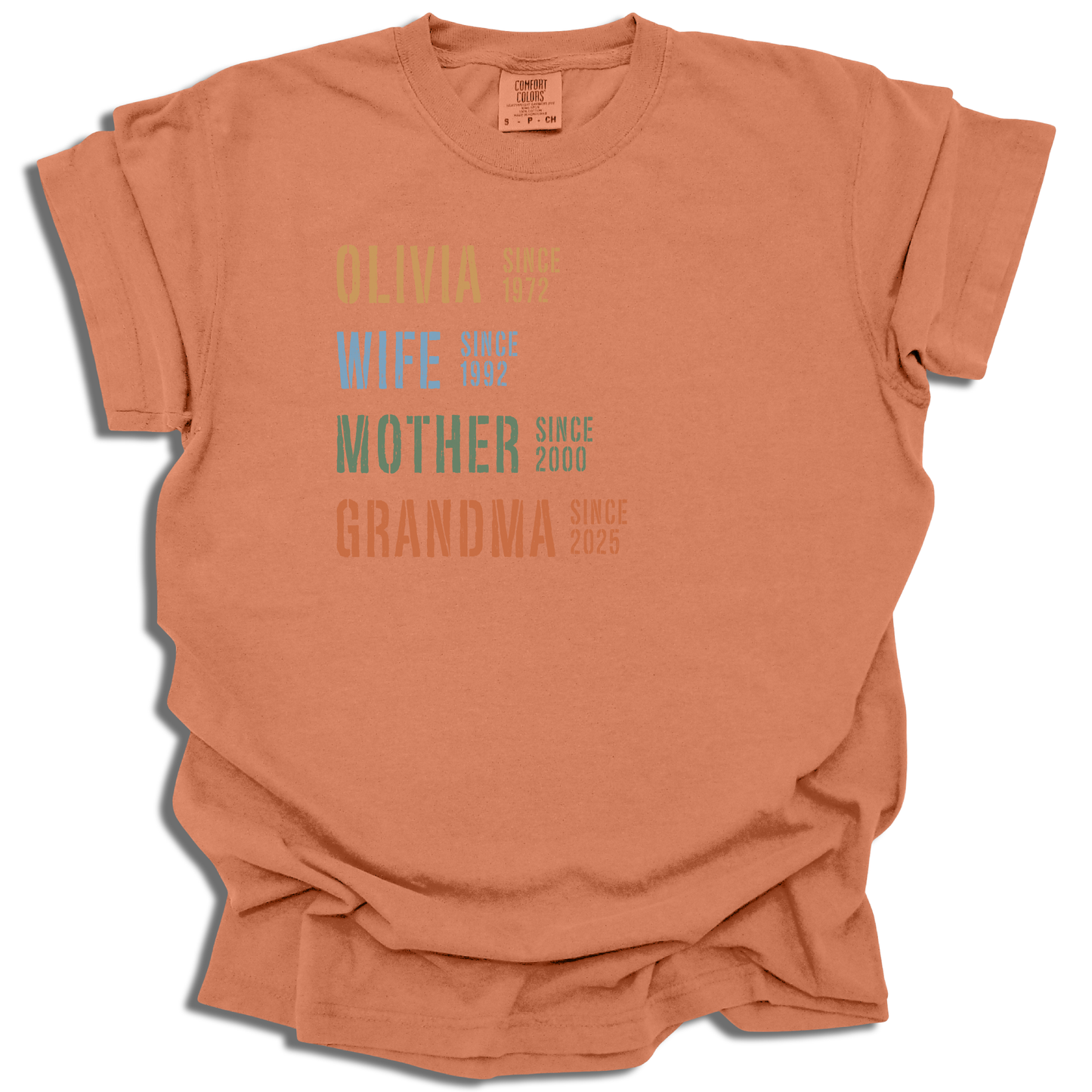 Customizable Name Roles Years T-Shirt | Family Milestone Tee | Mother’s Day Gift - c204a25