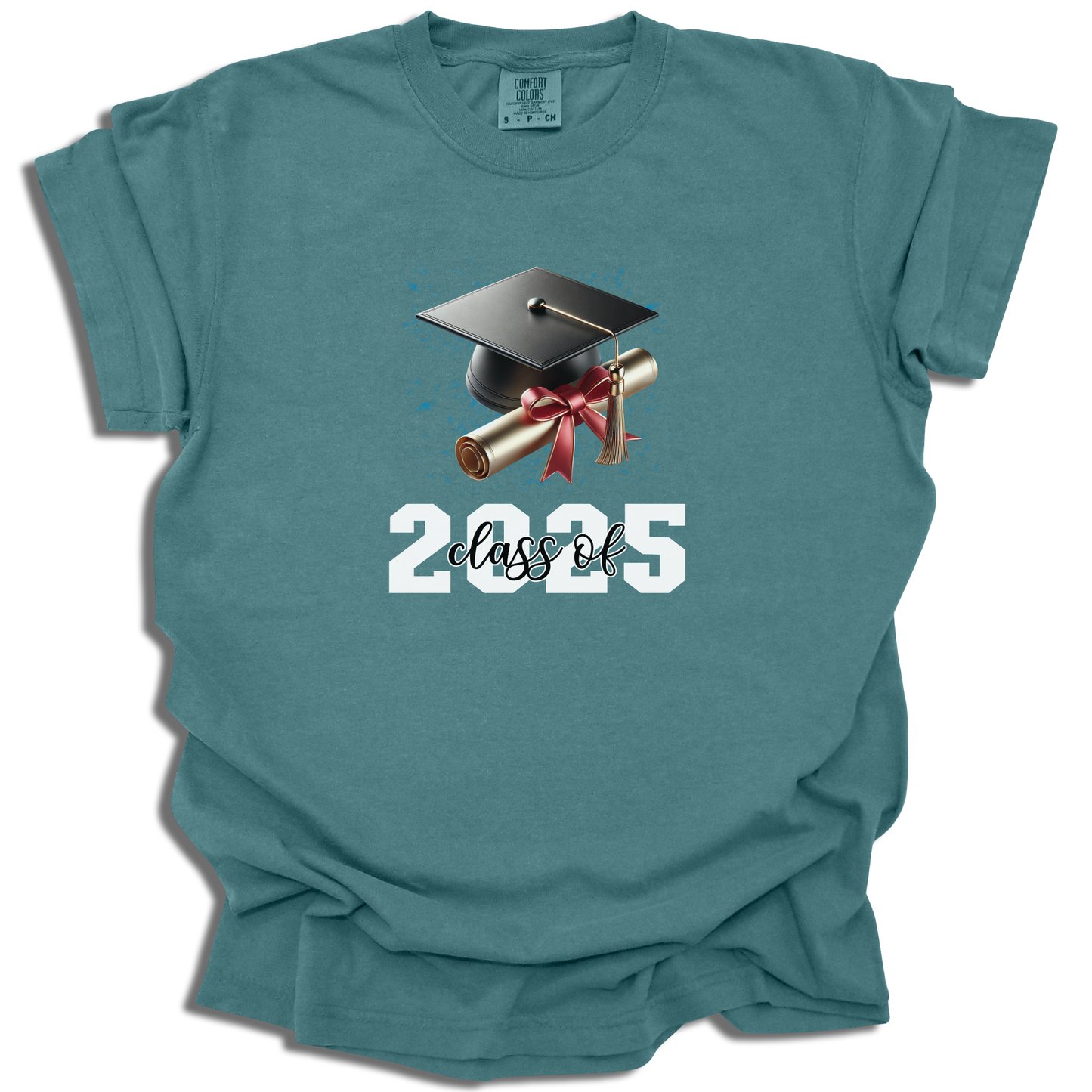 Customizable Year T-Shirt | 2025 Grad Cap Diploma Tee | Graduation Celebration Gift - c212a25