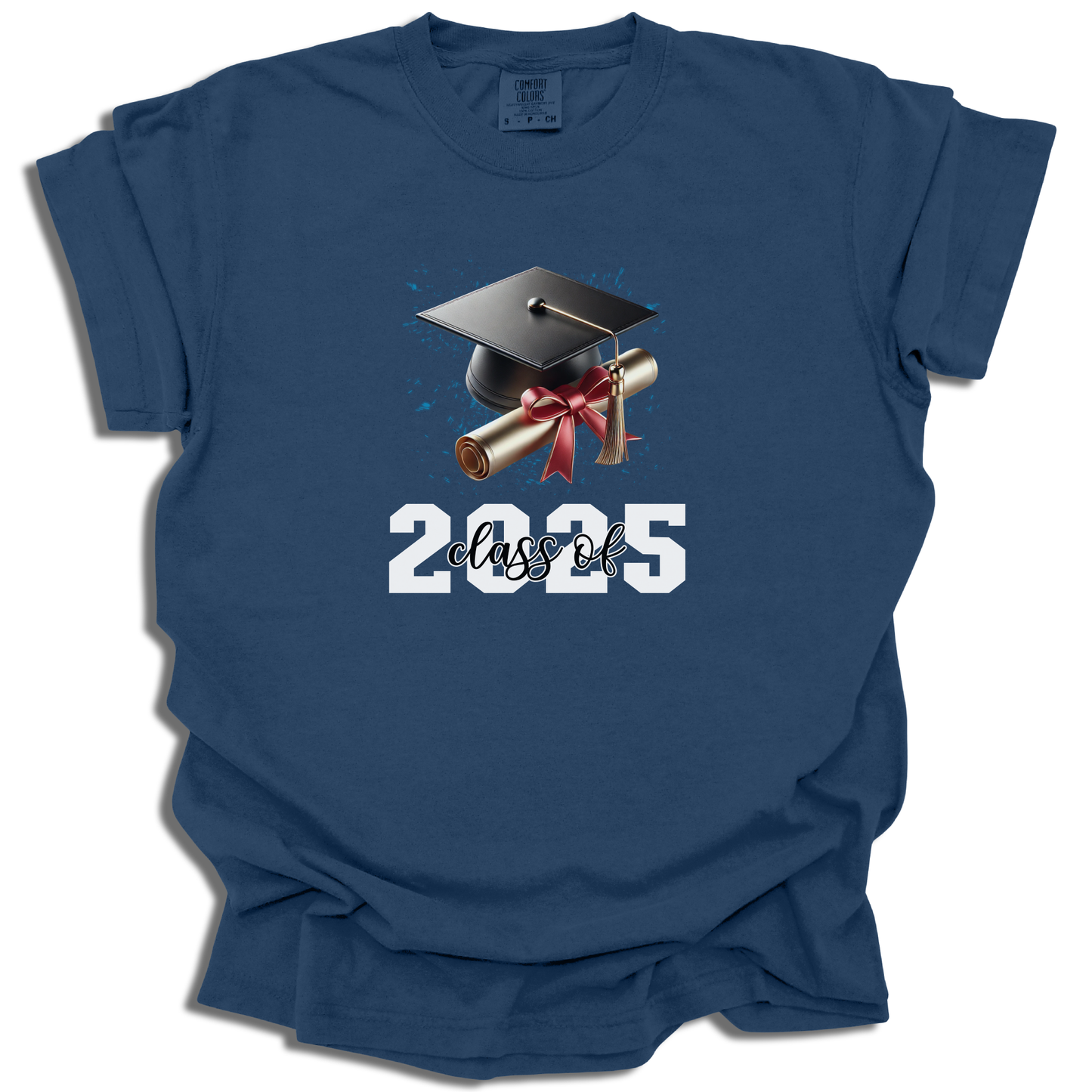 Customizable Year T-Shirt | 2025 Grad Cap Diploma Tee | Graduation Celebration Gift - c212a25