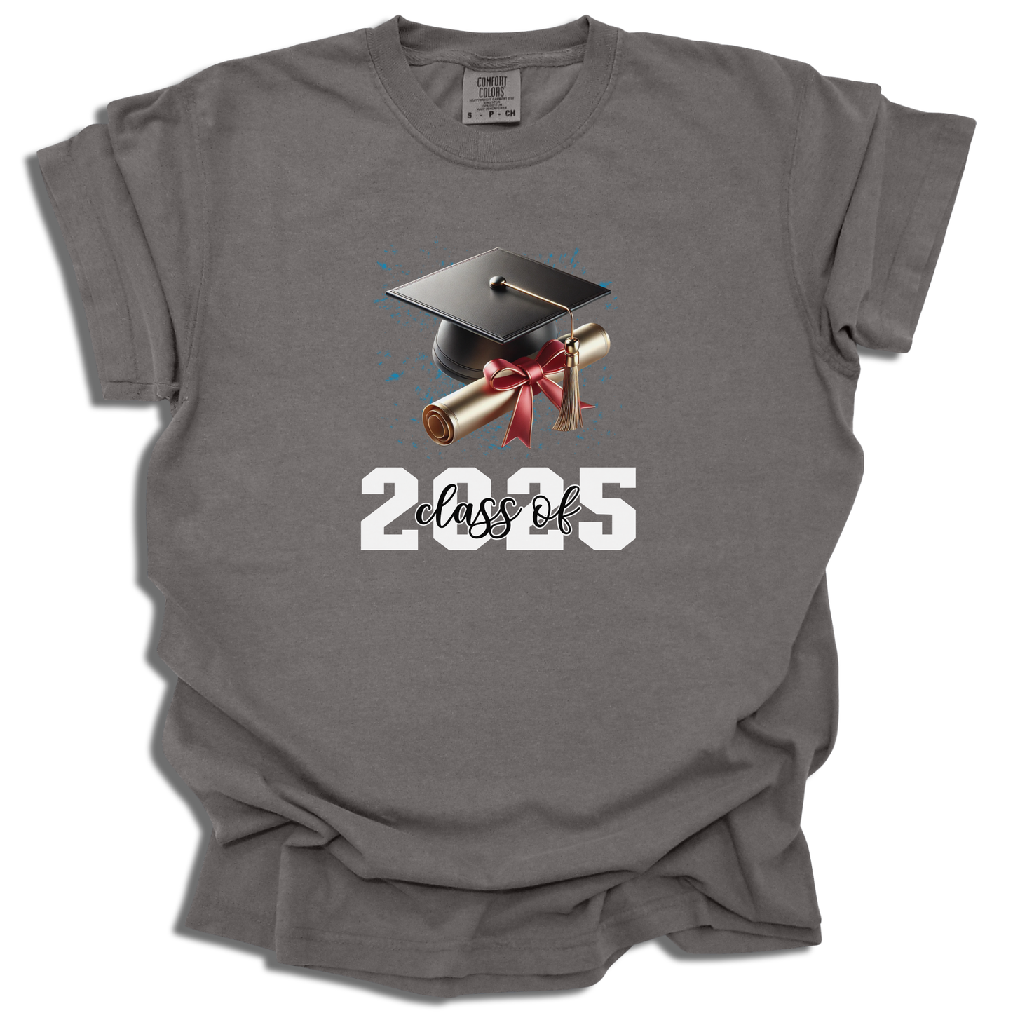 Customizable Year T-Shirt | 2025 Grad Cap Diploma Tee | Graduation Celebration Gift - c212a25