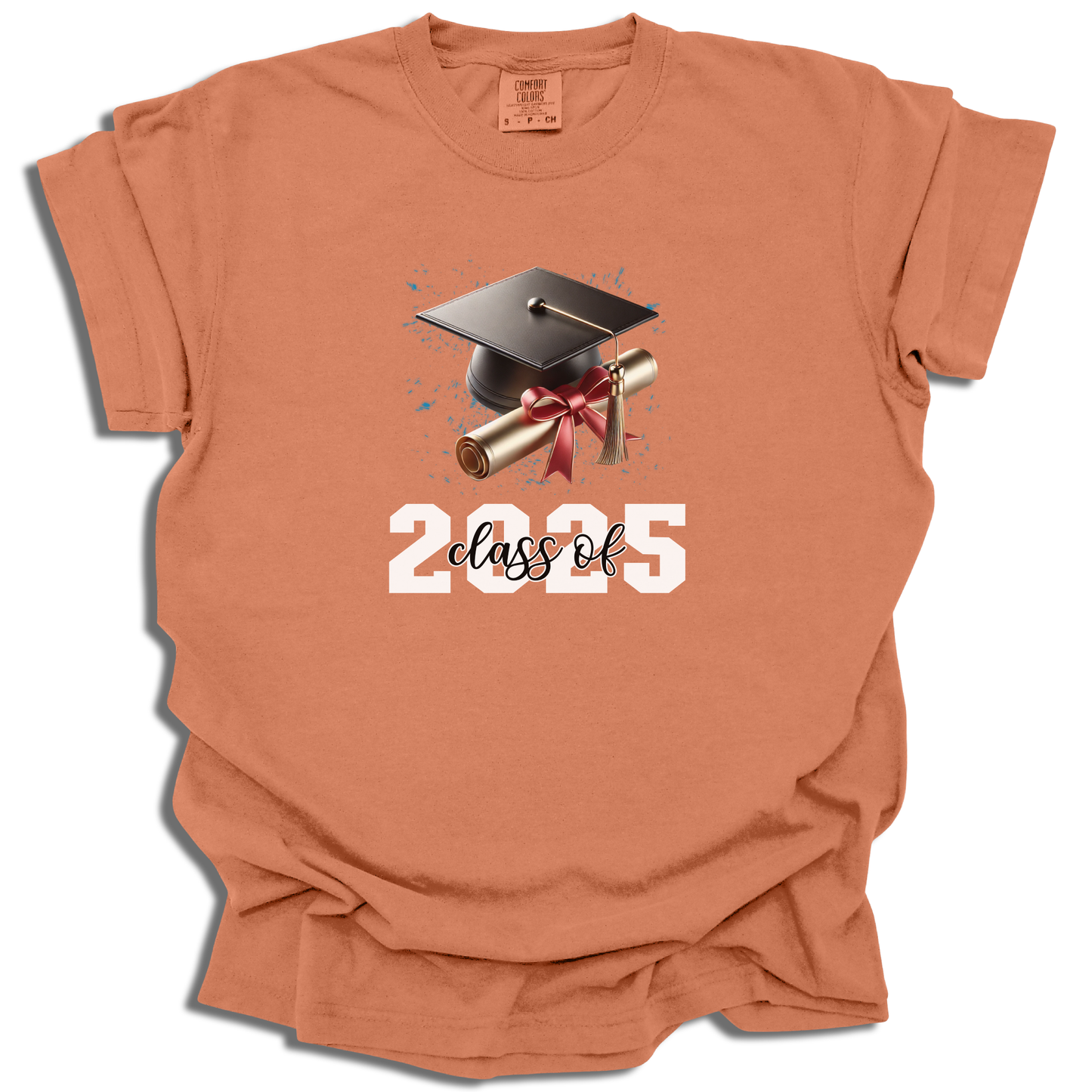Customizable Year T-Shirt | 2025 Grad Cap Diploma Tee | Graduation Celebration Gift - c212a25