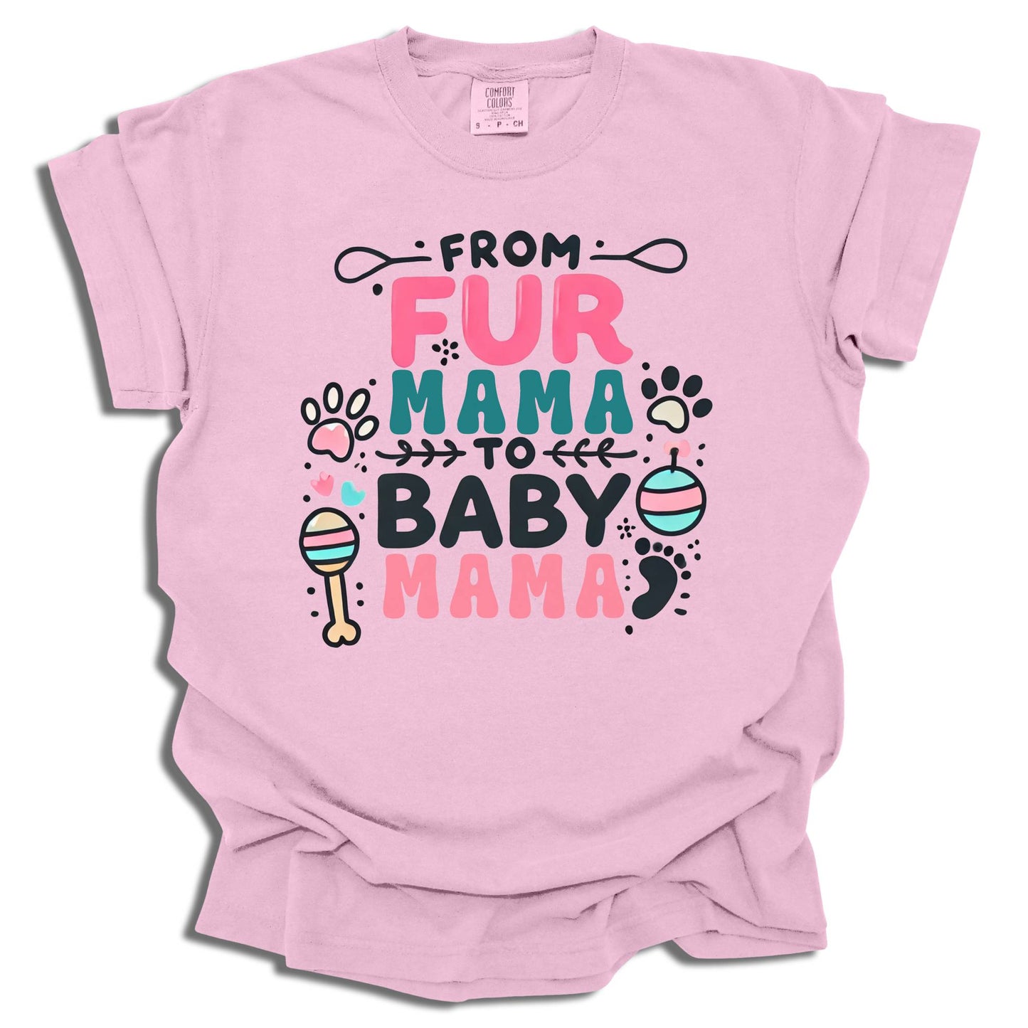 From Fur Mama to Baby Mama T-Shirt | Dog Mom Pregnancy Announcement | Comfort Colors® - c219a25