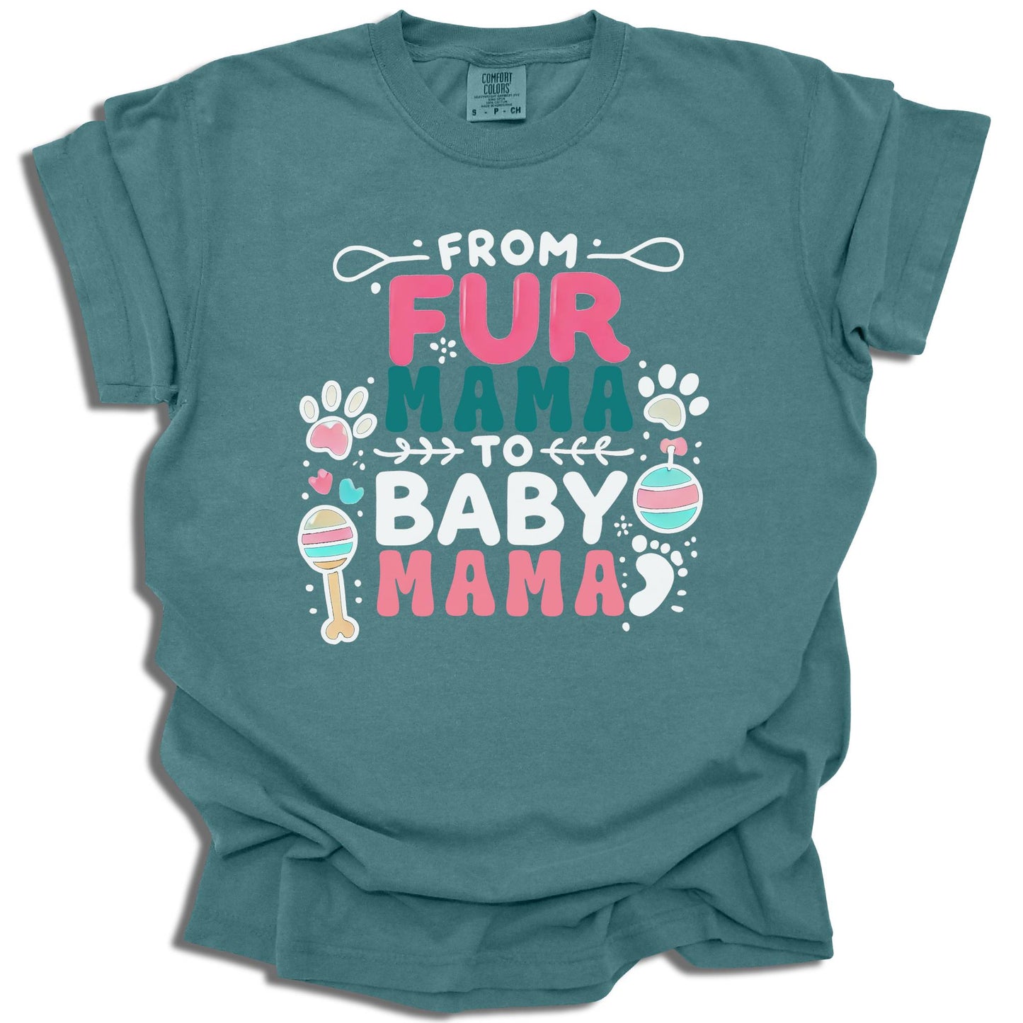 From Fur Mama to Baby Mama T-Shirt | Dog Mom Pregnancy Announcement | Comfort Colors® - c219a25