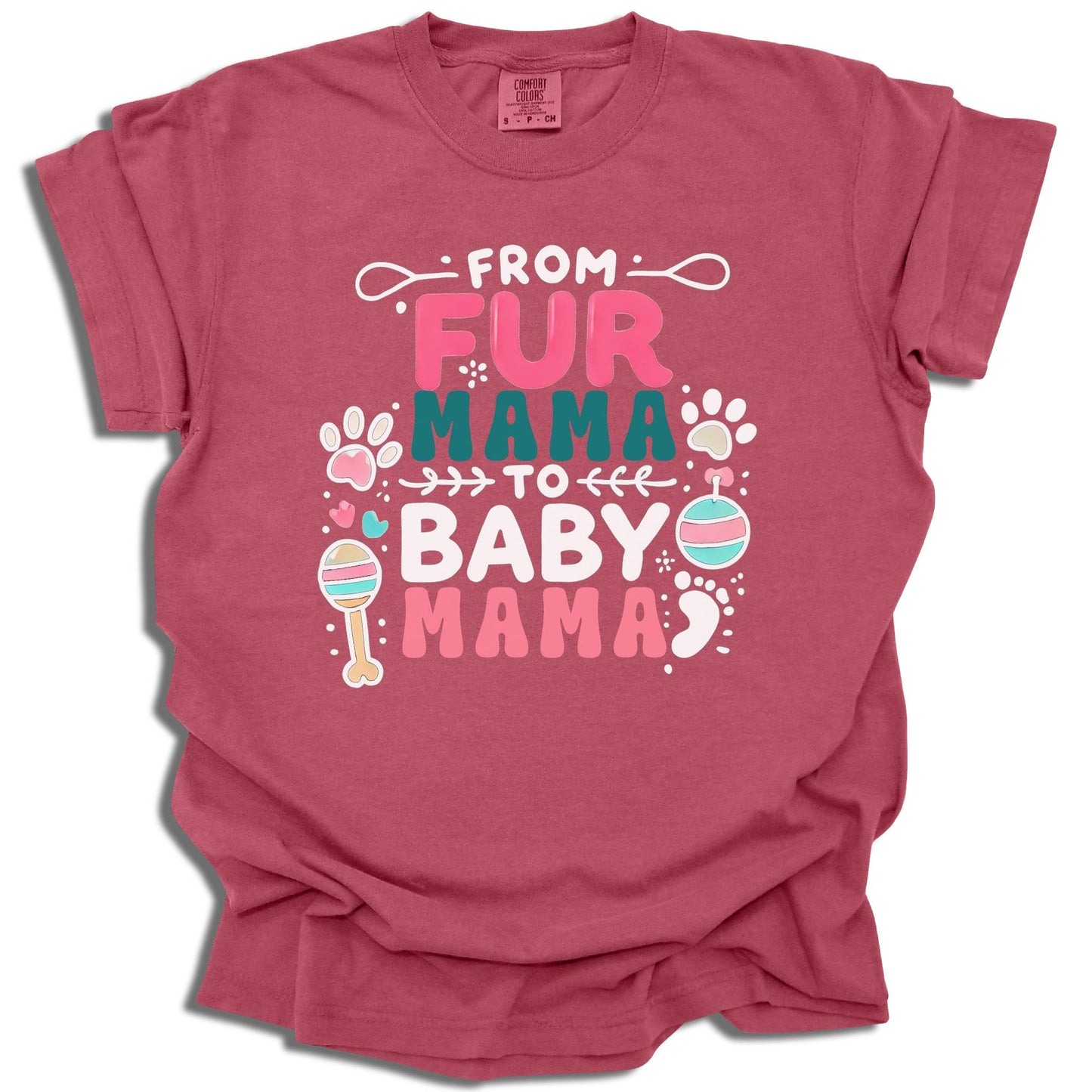 From Fur Mama to Baby Mama T-Shirt | Dog Mom Pregnancy Announcement | Comfort Colors® - c219a25