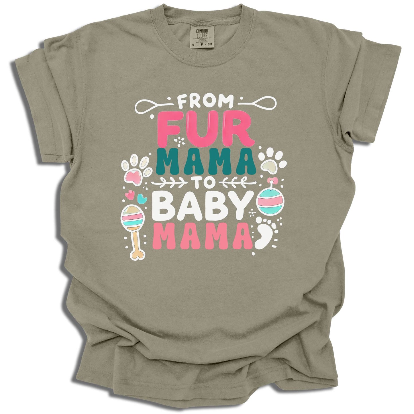 From Fur Mama to Baby Mama T-Shirt | Dog Mom Pregnancy Announcement | Comfort Colors® - c219a25
