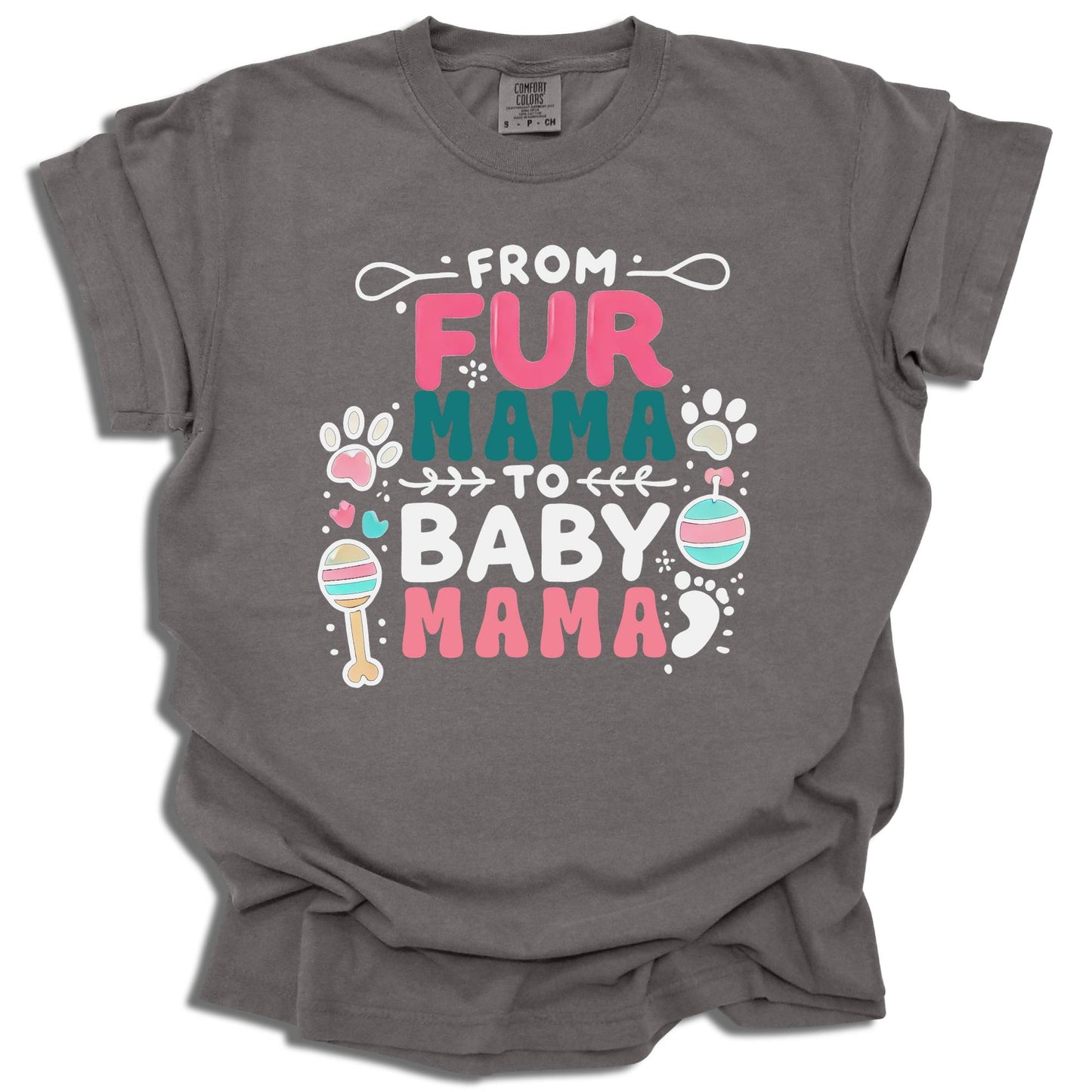From Fur Mama to Baby Mama T-Shirt | Dog Mom Pregnancy Announcement | Comfort Colors® - c219a25