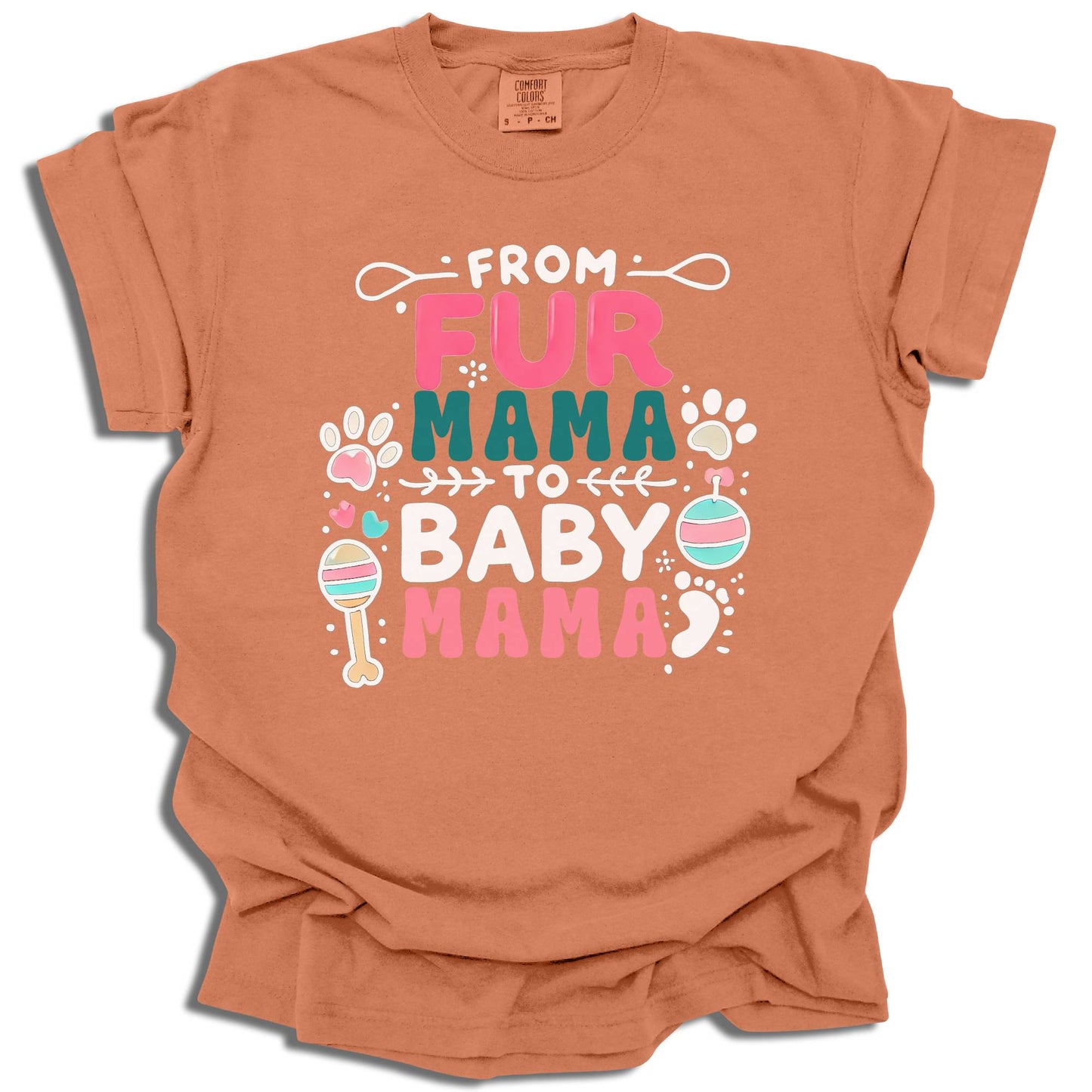 From Fur Mama to Baby Mama T-Shirt | Dog Mom Pregnancy Announcement | Comfort Colors® - c219a25