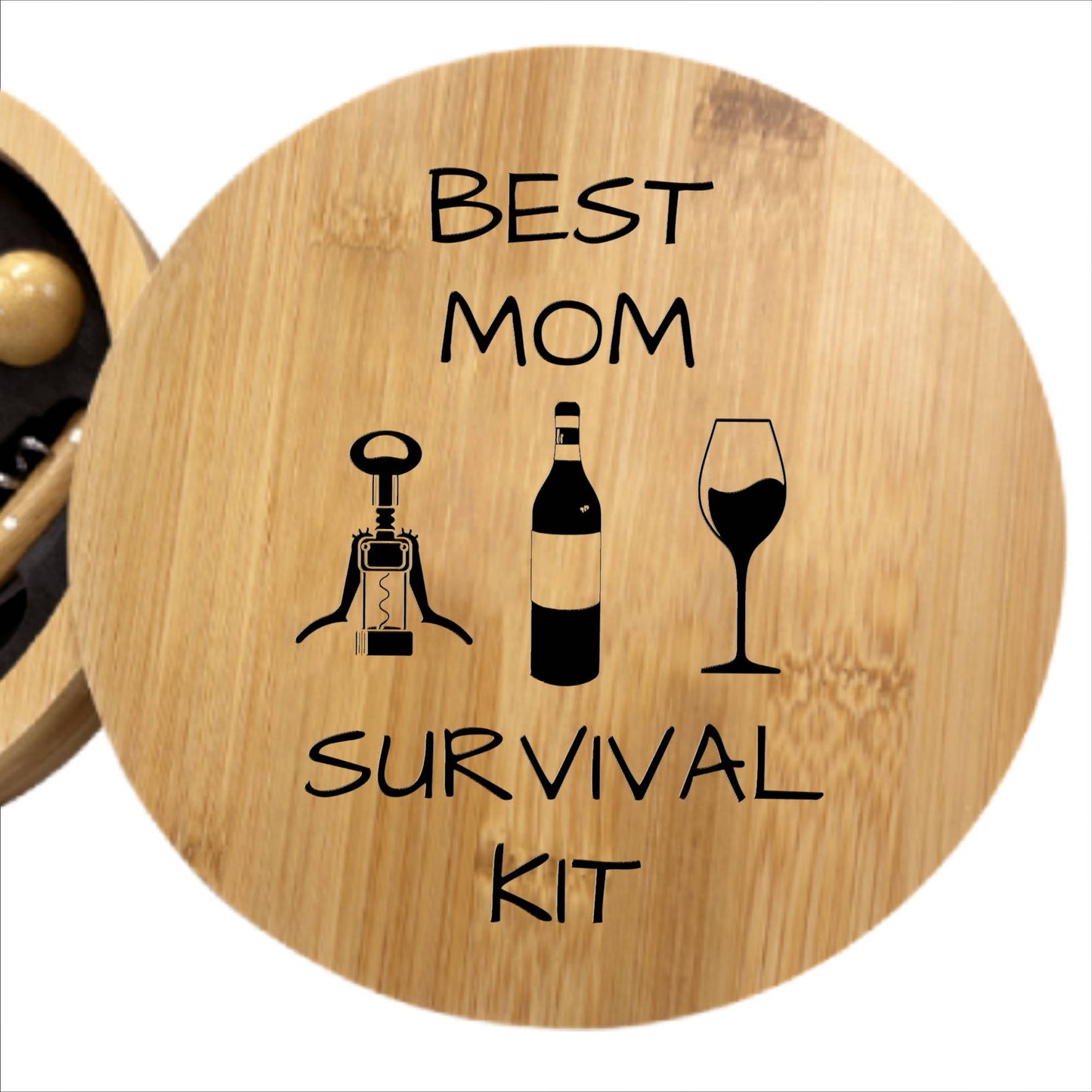 Close-up of wine tool set components showing premium quality and custom print