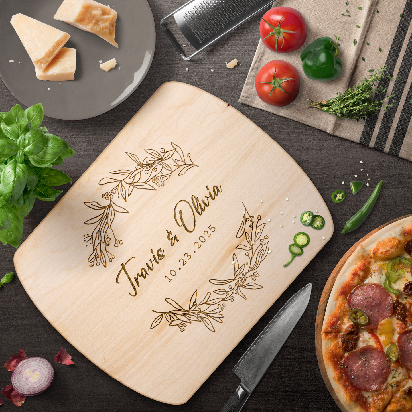 Custom Wedding Date & Name Engraved Cutting Board - c412a25
