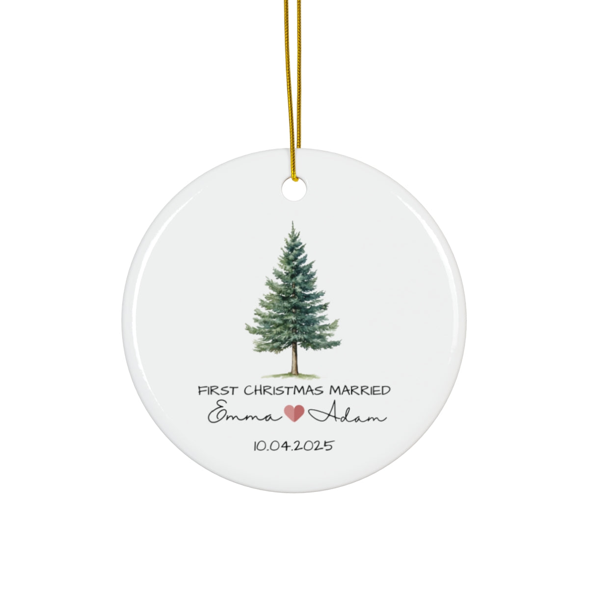 First Christmas Married Ornament with Names & Date - c450a25