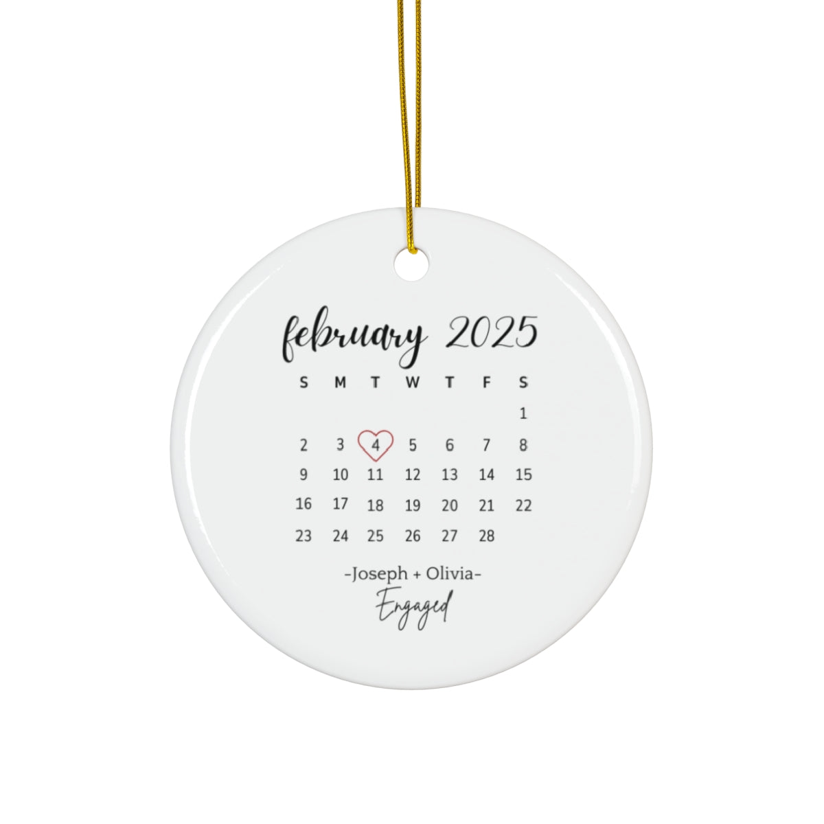 Personalized Engagement Calendar Ornament - Romantic Keepsake Gift - c232a25