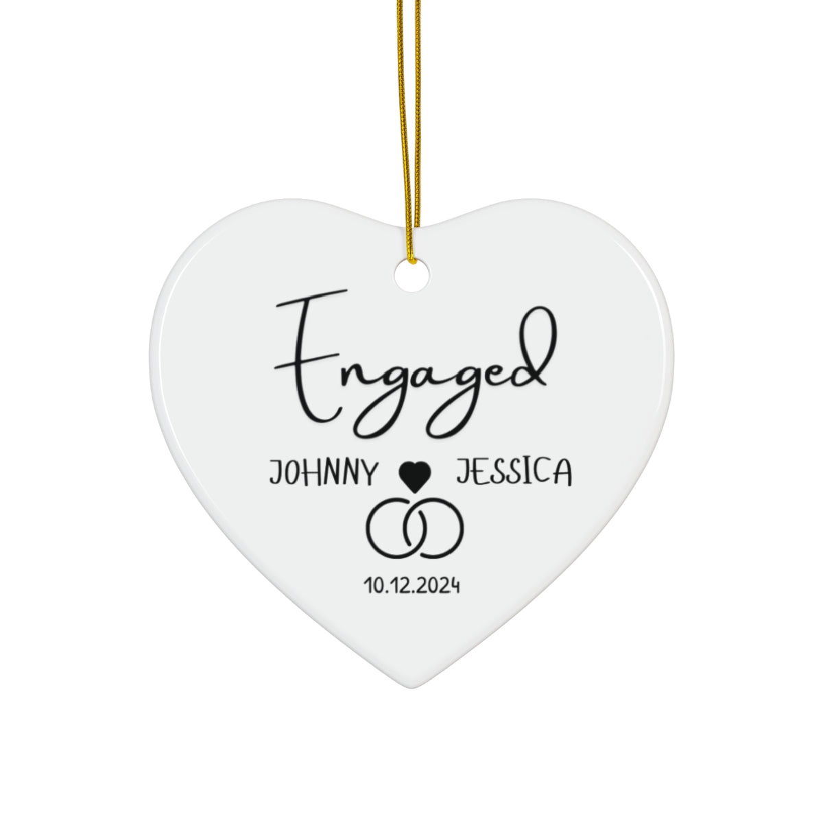 Engaged Heart Ceramic Ornament - Perfect Engagement Gift - c250a25