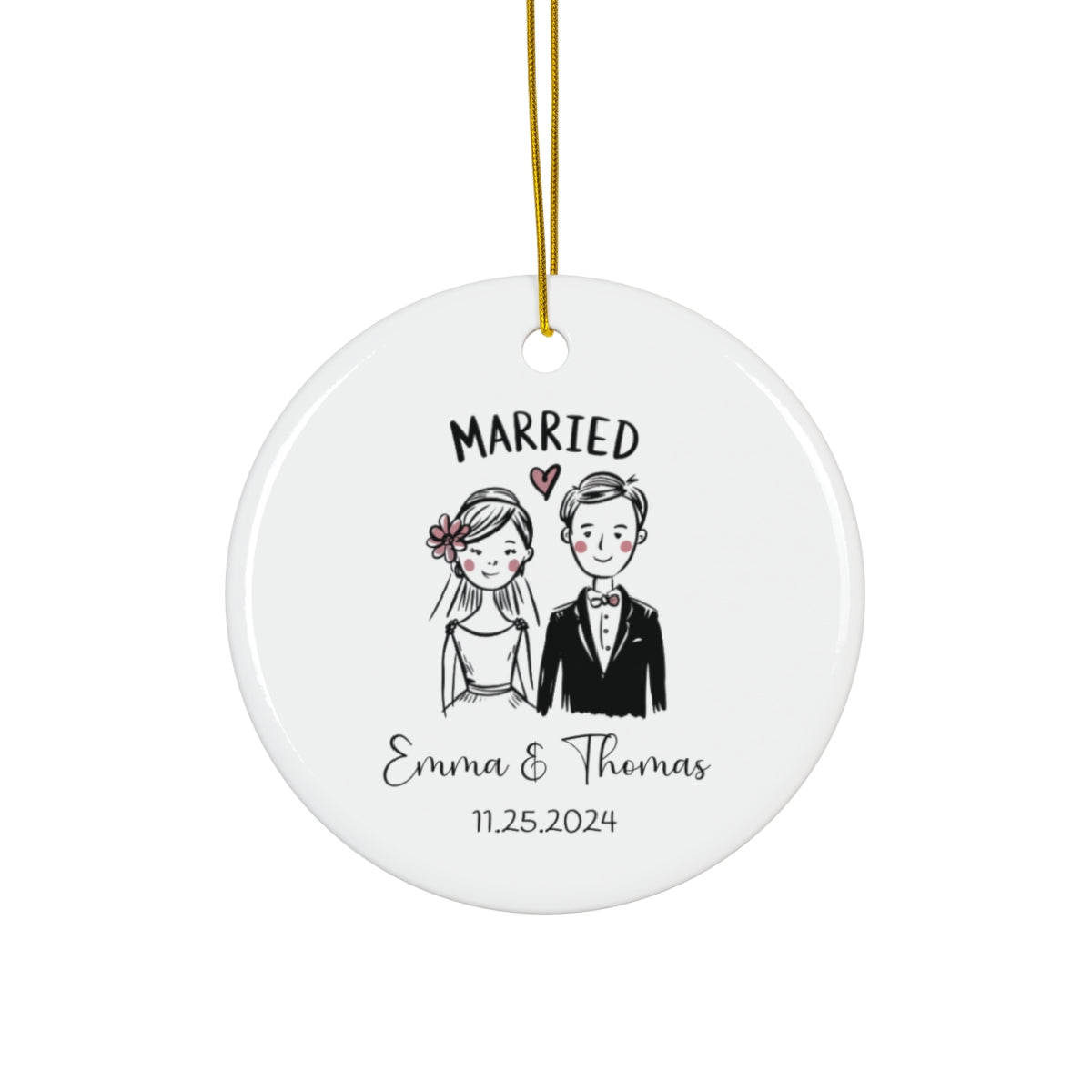 Personalized Wedding Ornament - Bride and Groom Keepsake Gift - c225a25