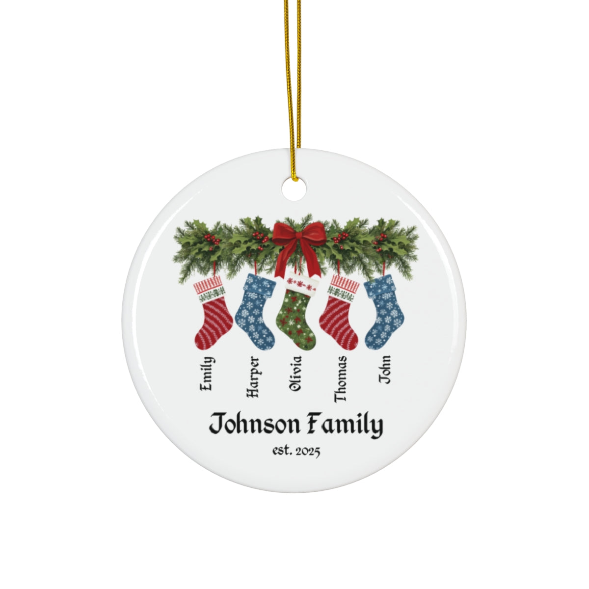 Custom Family Stocking Ornament with Year - c437a25