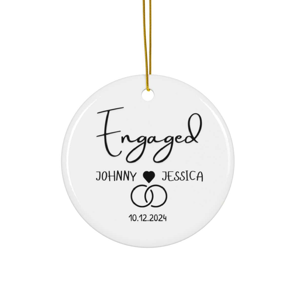Engaged Heart Ceramic Ornament - Perfect Engagement Gift - c250a25