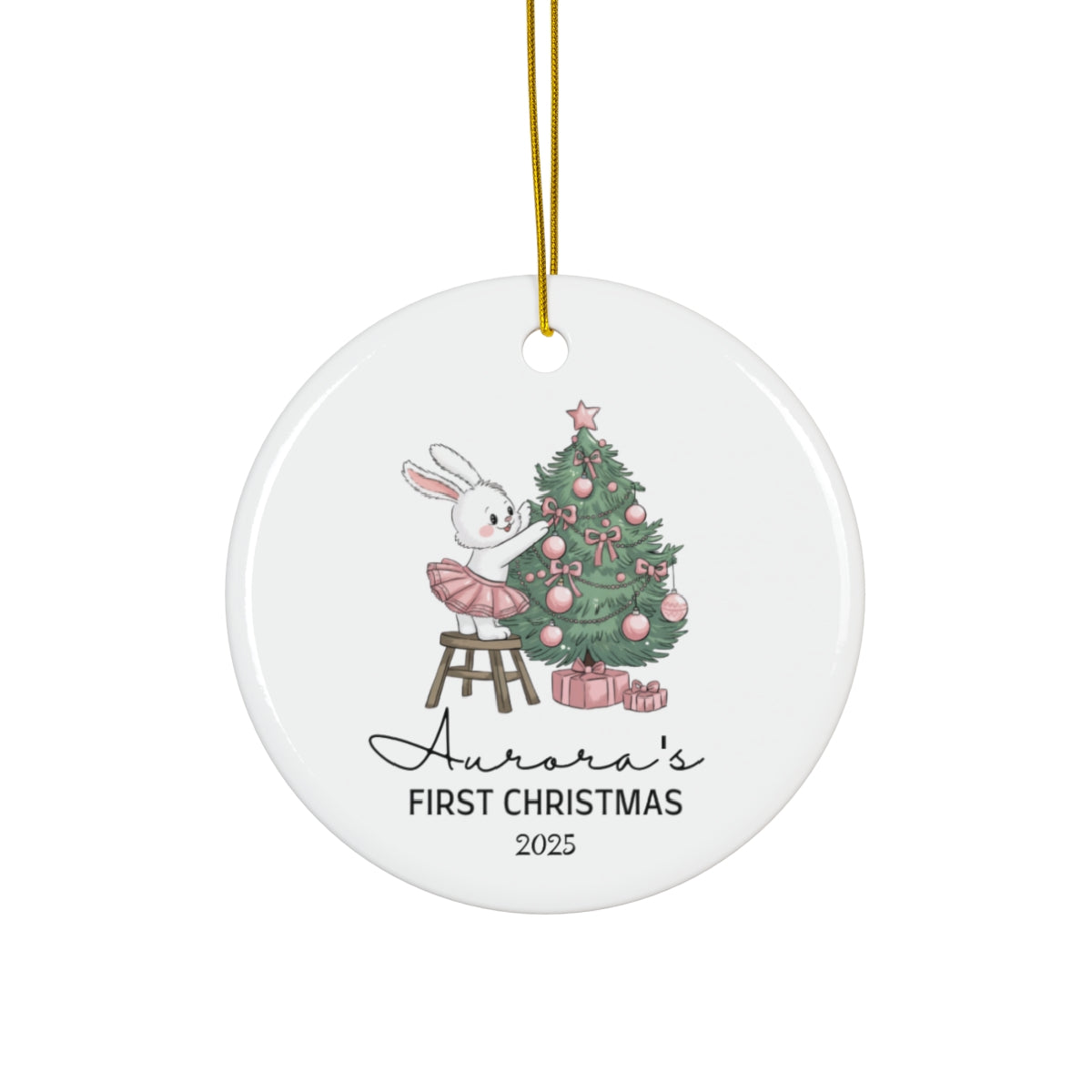 Baby's First Christmas Ornament with Bunny & Tree - c451a25