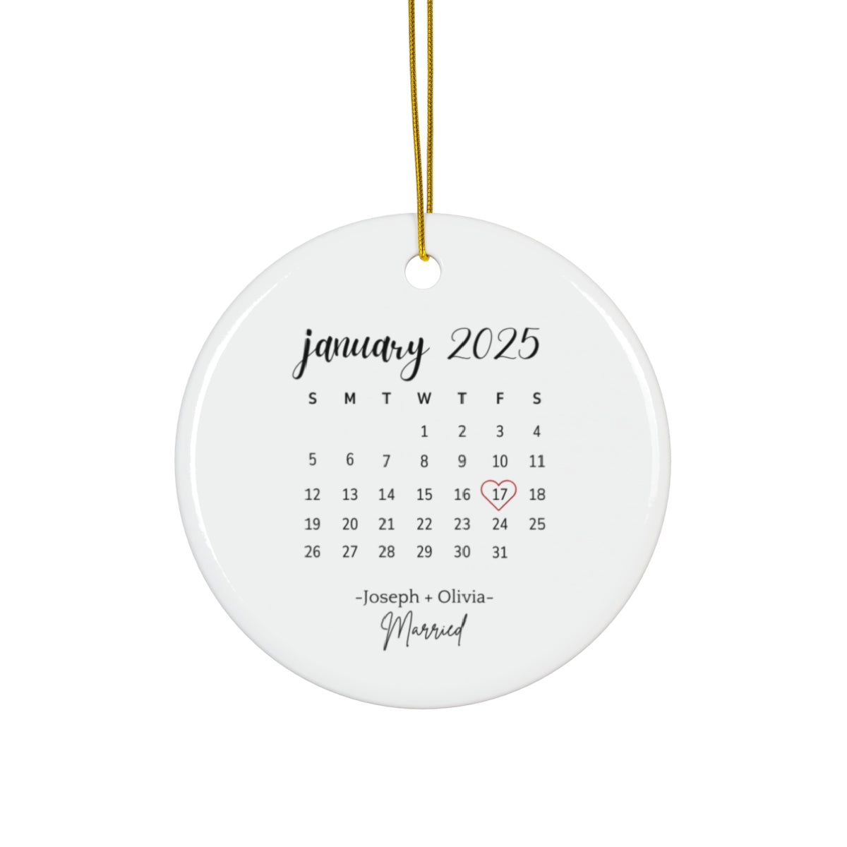 Personalized Wedding Date Calendar Ornament - Anniversary Keepsake Gift - c231a25